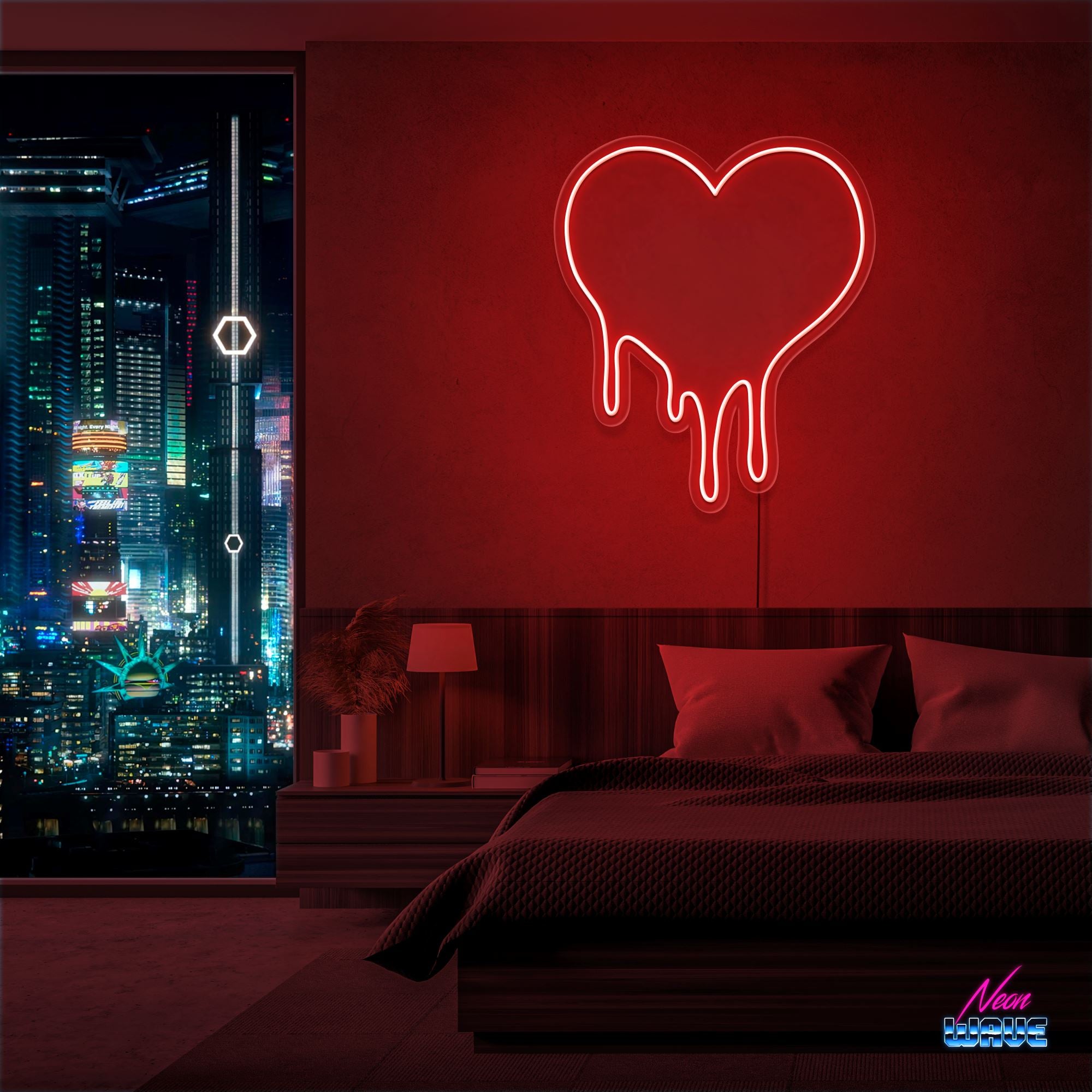 DRIPPING HEART ♡ Neon Sign Neonwave.ch 50cm Rot
