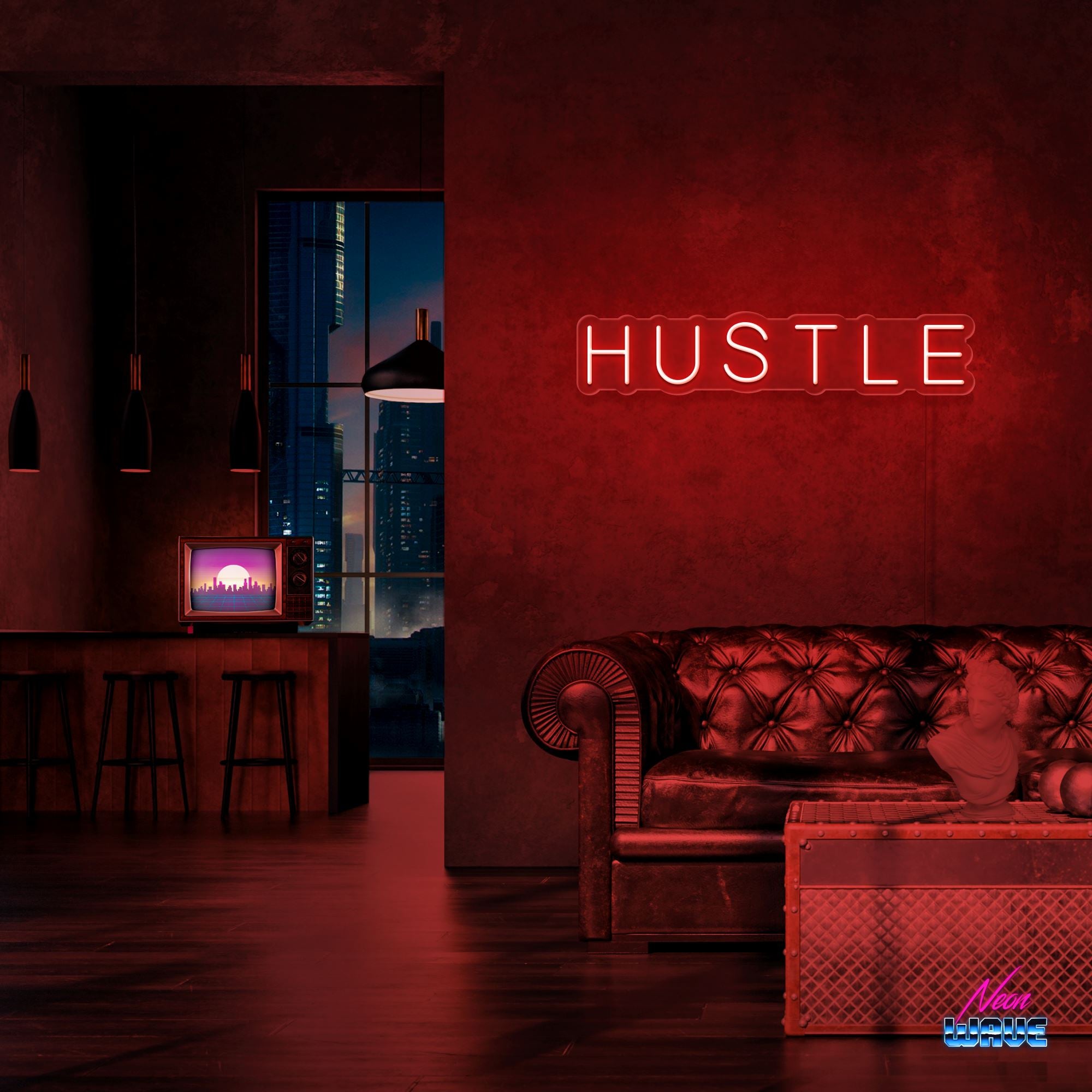 Hustle Neon Sign Neonwave.ch 50cm Rot