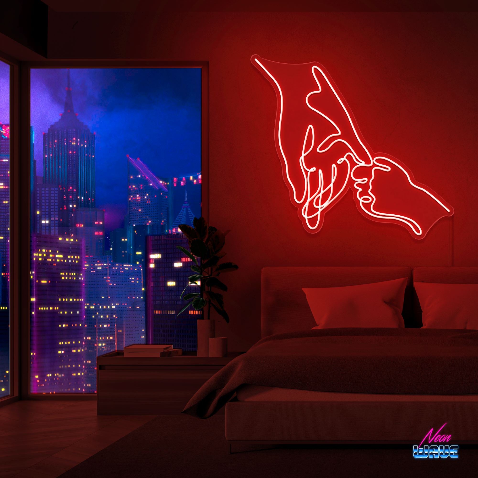 Hold your Hand Neon Sign Neonwave.ch 75 cm Rot