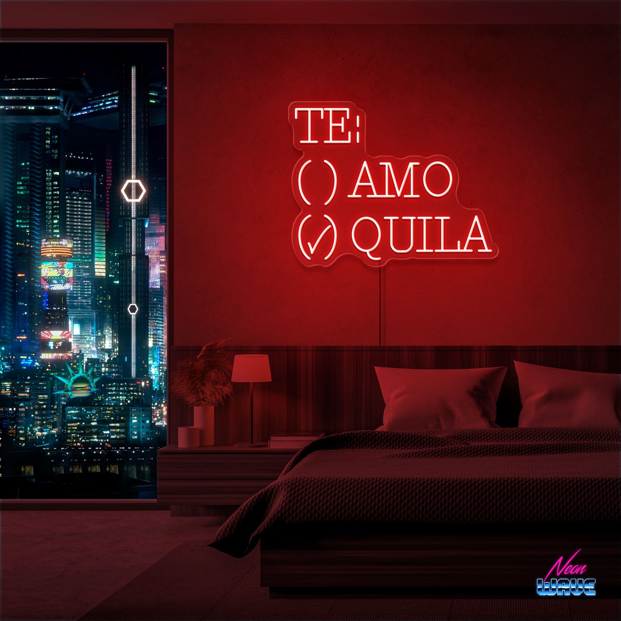 TE: AMO / QUILA Neon Sign Neonwave.ch 50cm Rot