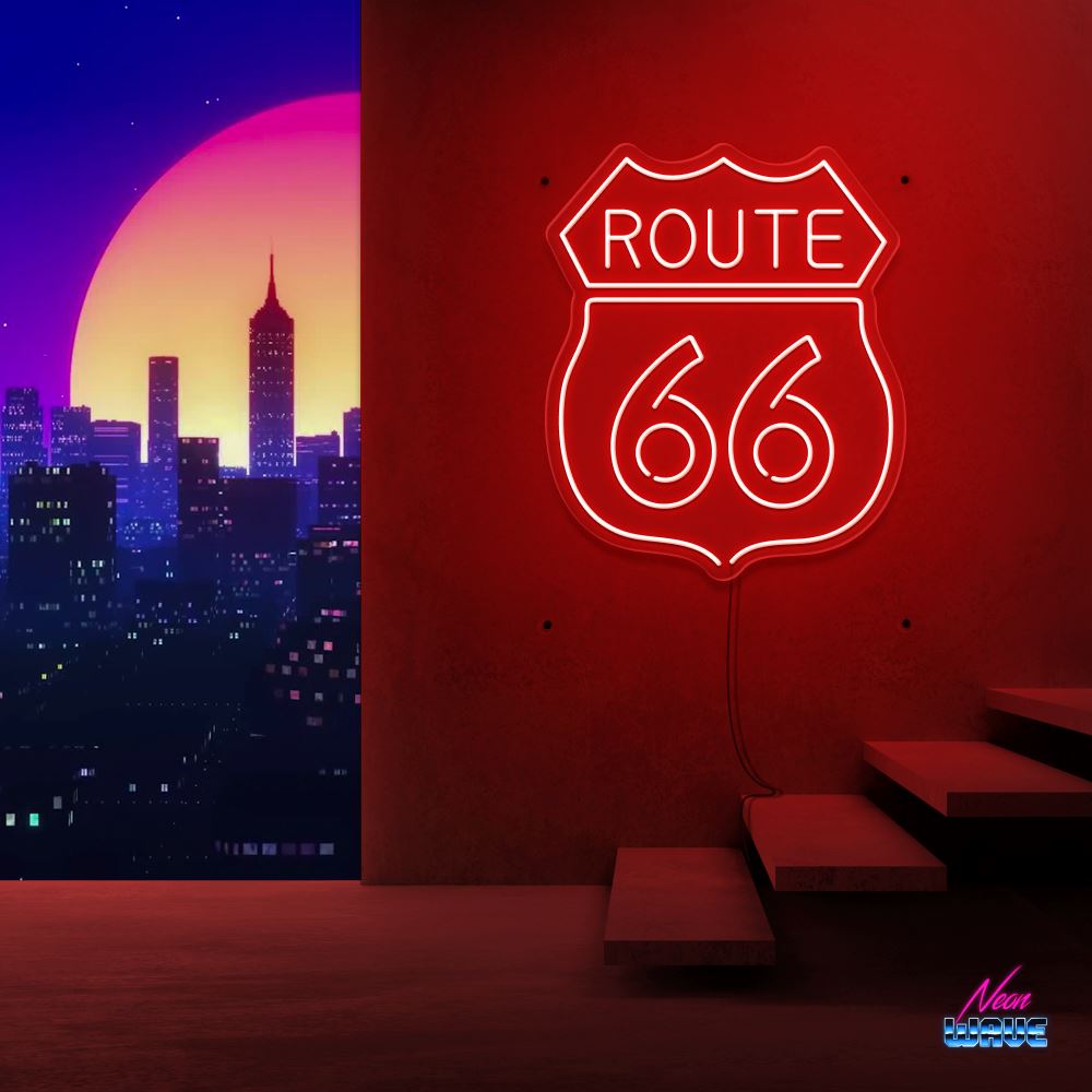 Route 66 Neon Sign Neonwave.ch 50cm Rot 