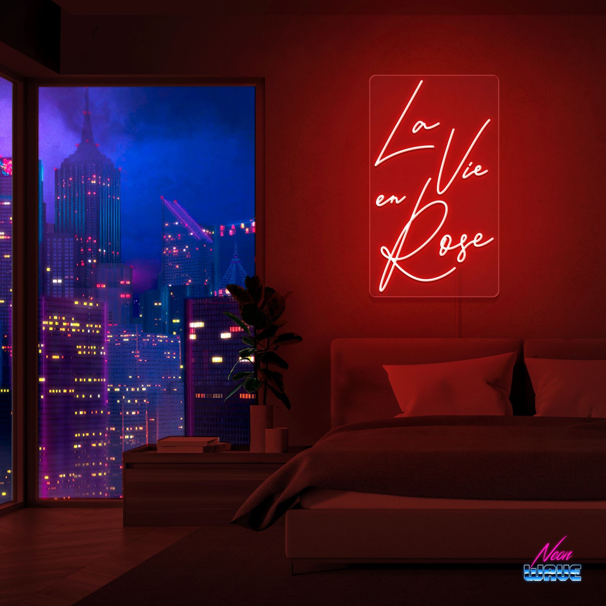 La Vie en Rose Neon Sign Neonwave.ch 100 cm Rot