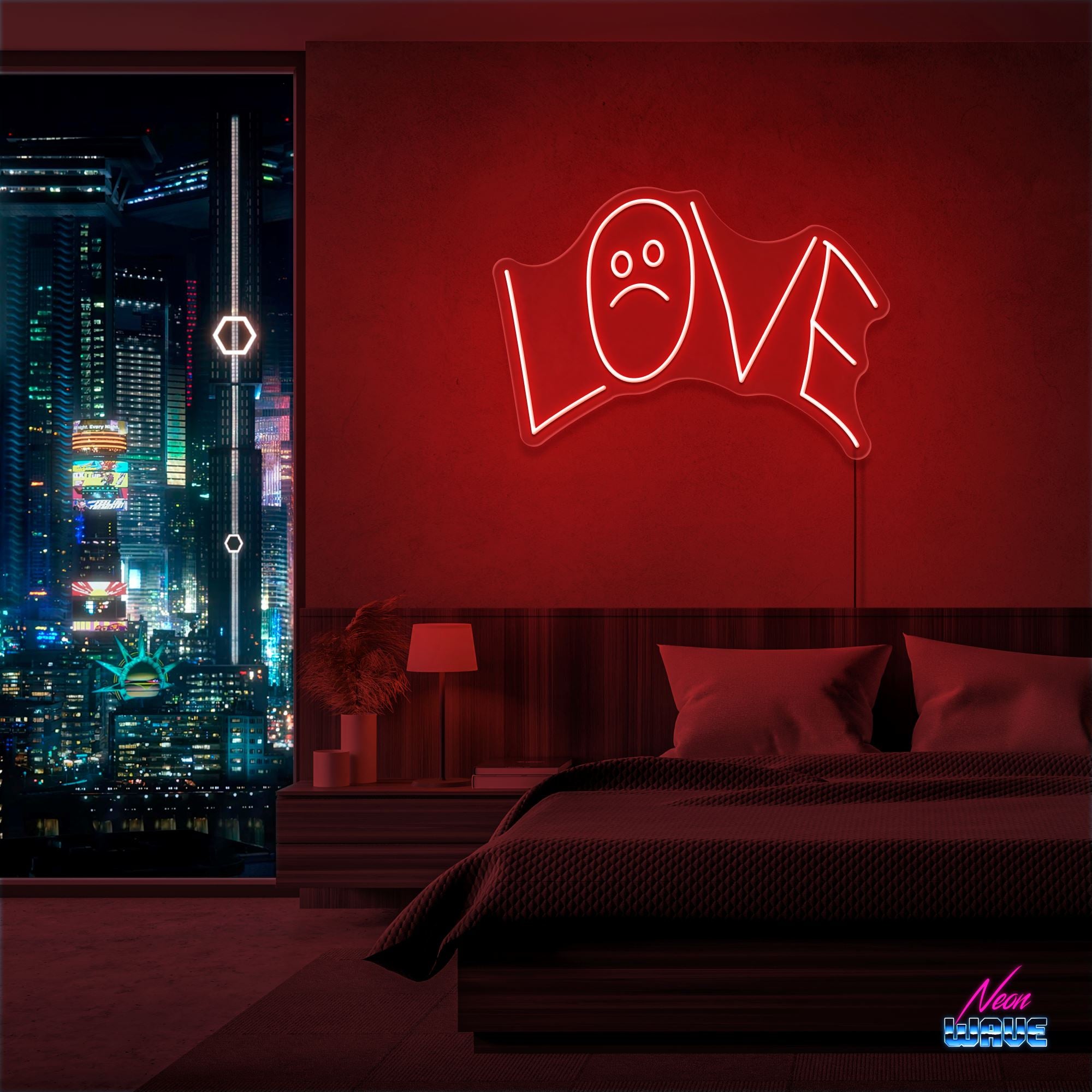 LOVE :( by "Lil Peep" Neon Sign Neonwave.ch 50cm Rot
