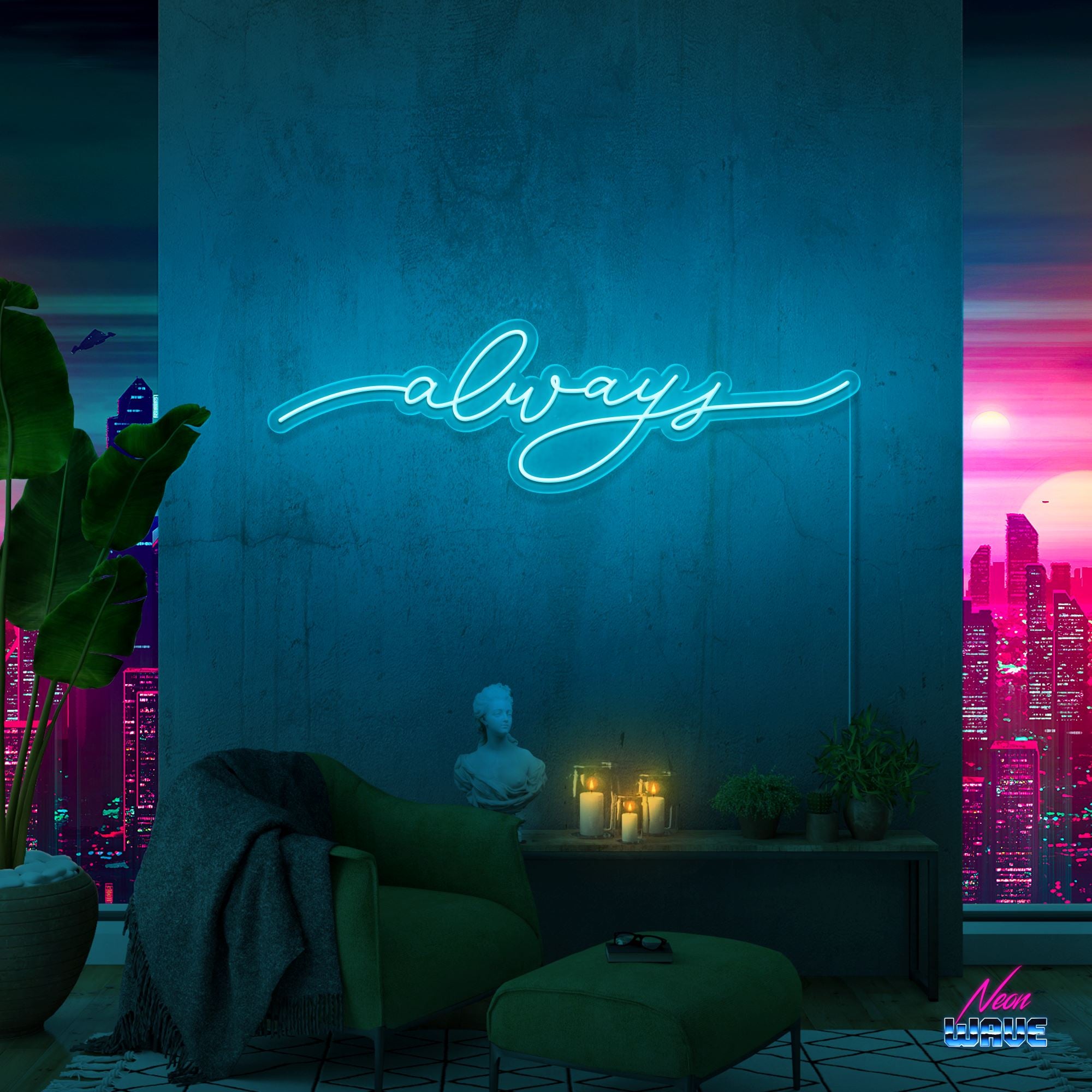 Always Neon Sign Neonwave.ch 100 cm Hellblau