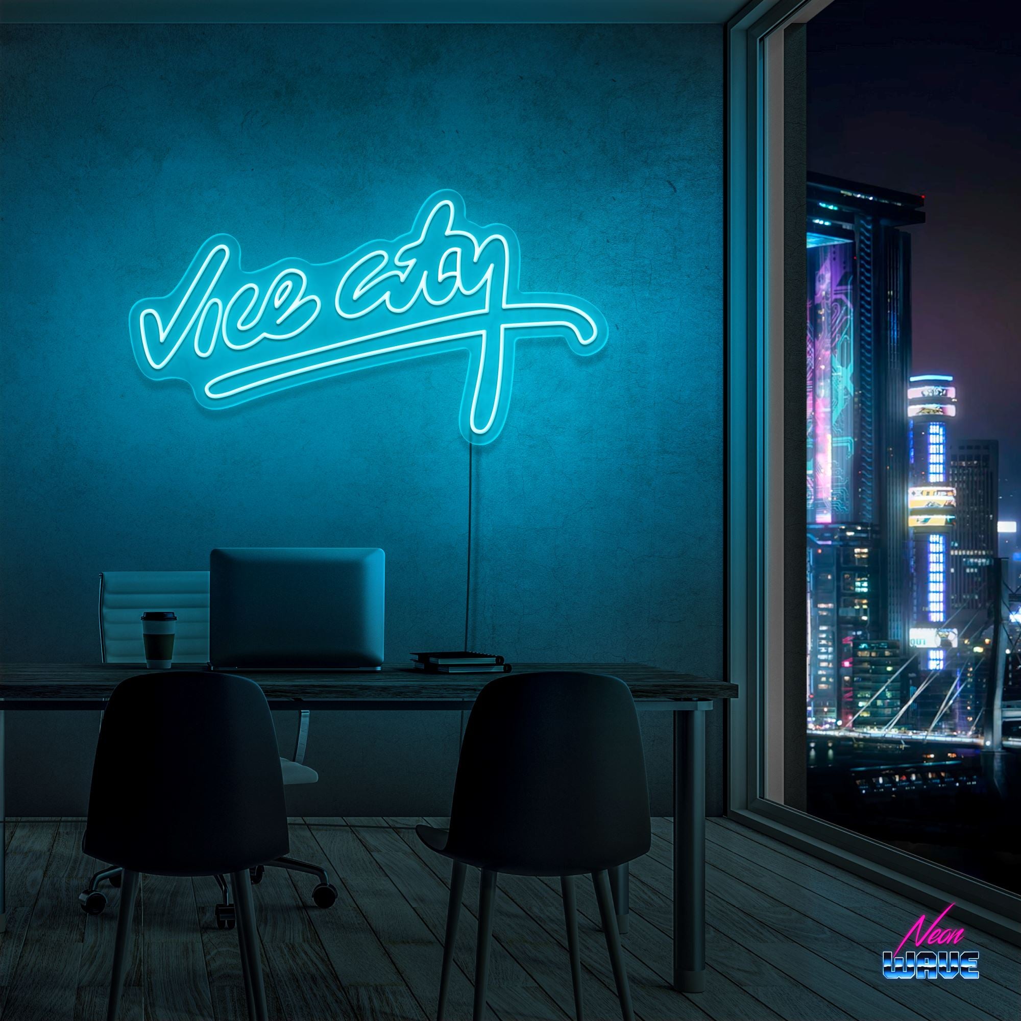 Vice City Neon Sign Neonwave.ch 50cm Hellblau 