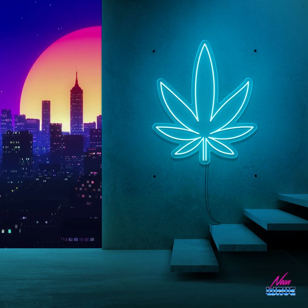 WEED Neon Sign Neonwave.ch 50cm Hellblau
