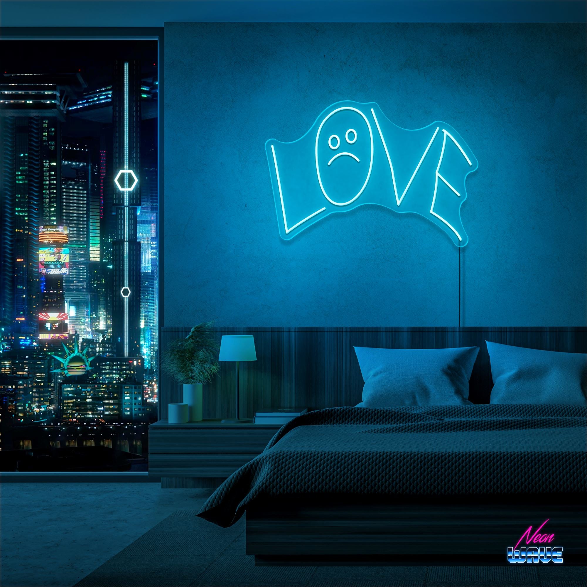 LOVE :( by "Lil Peep" Neon Sign Neonwave.ch 50cm Hellblau