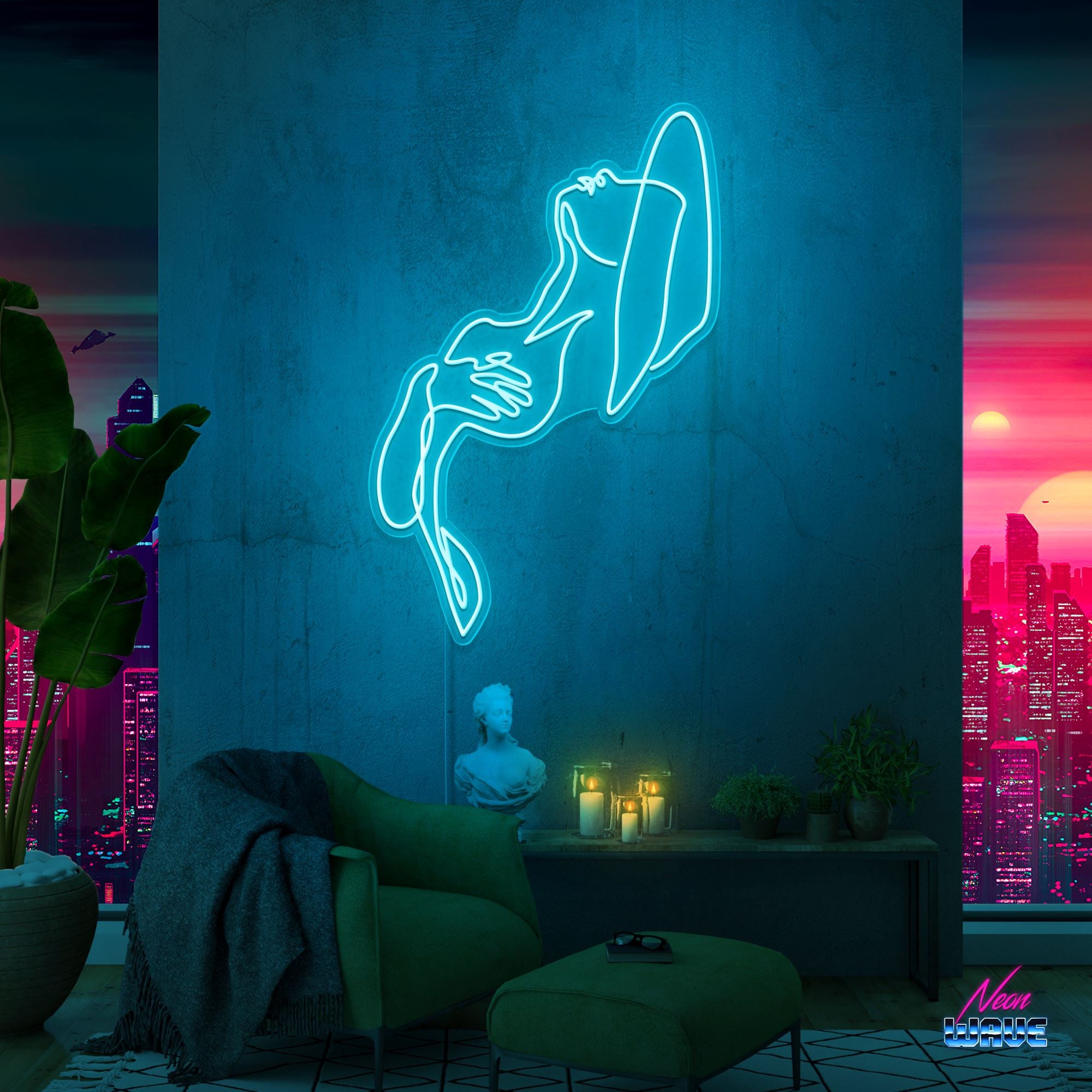 Aesthetic Woman Neon Sign Neonwave.ch 150 cm Hellblau