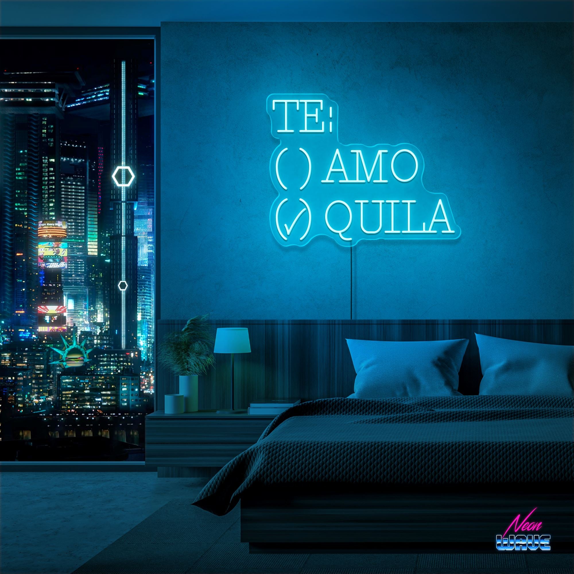 TE: AMO / QUILA Neon Sign Neonwave.ch 50cm Hellblau