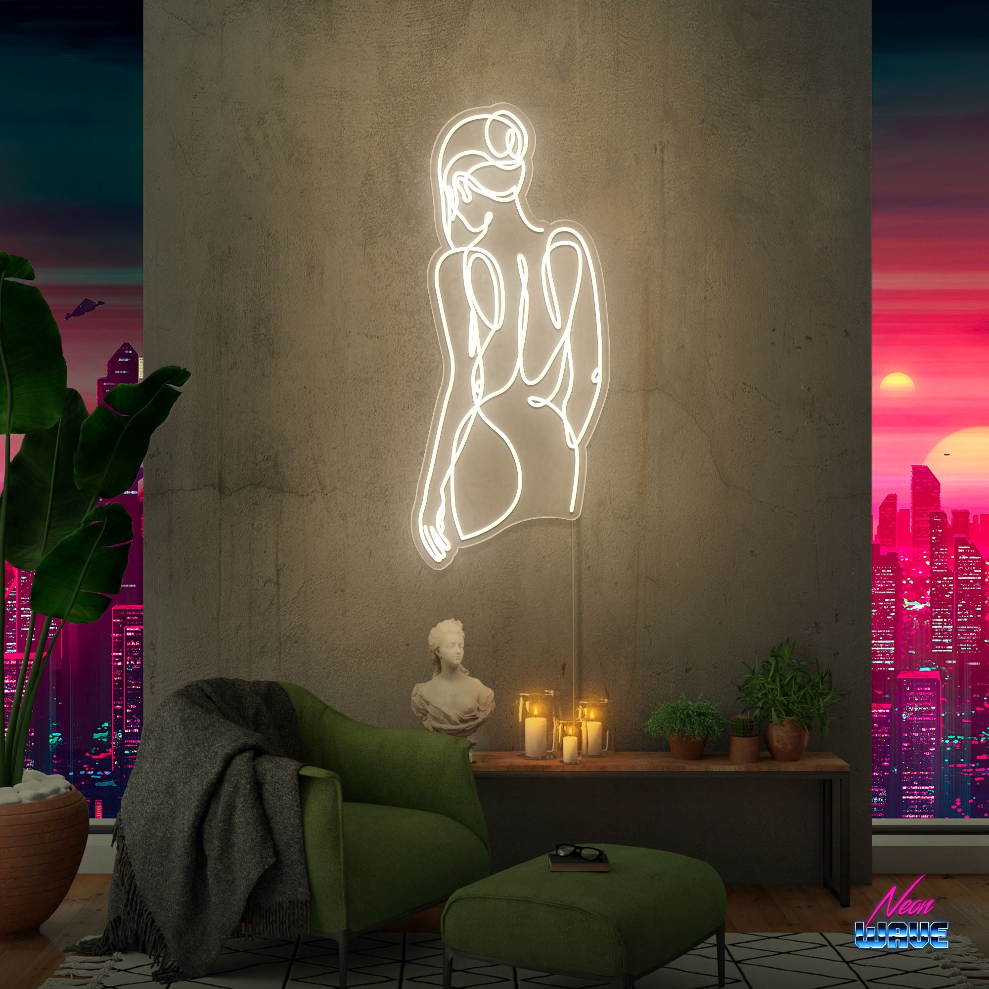Woman Silhouette Neon Sign Neonwave.ch 150 cm Warmweiss