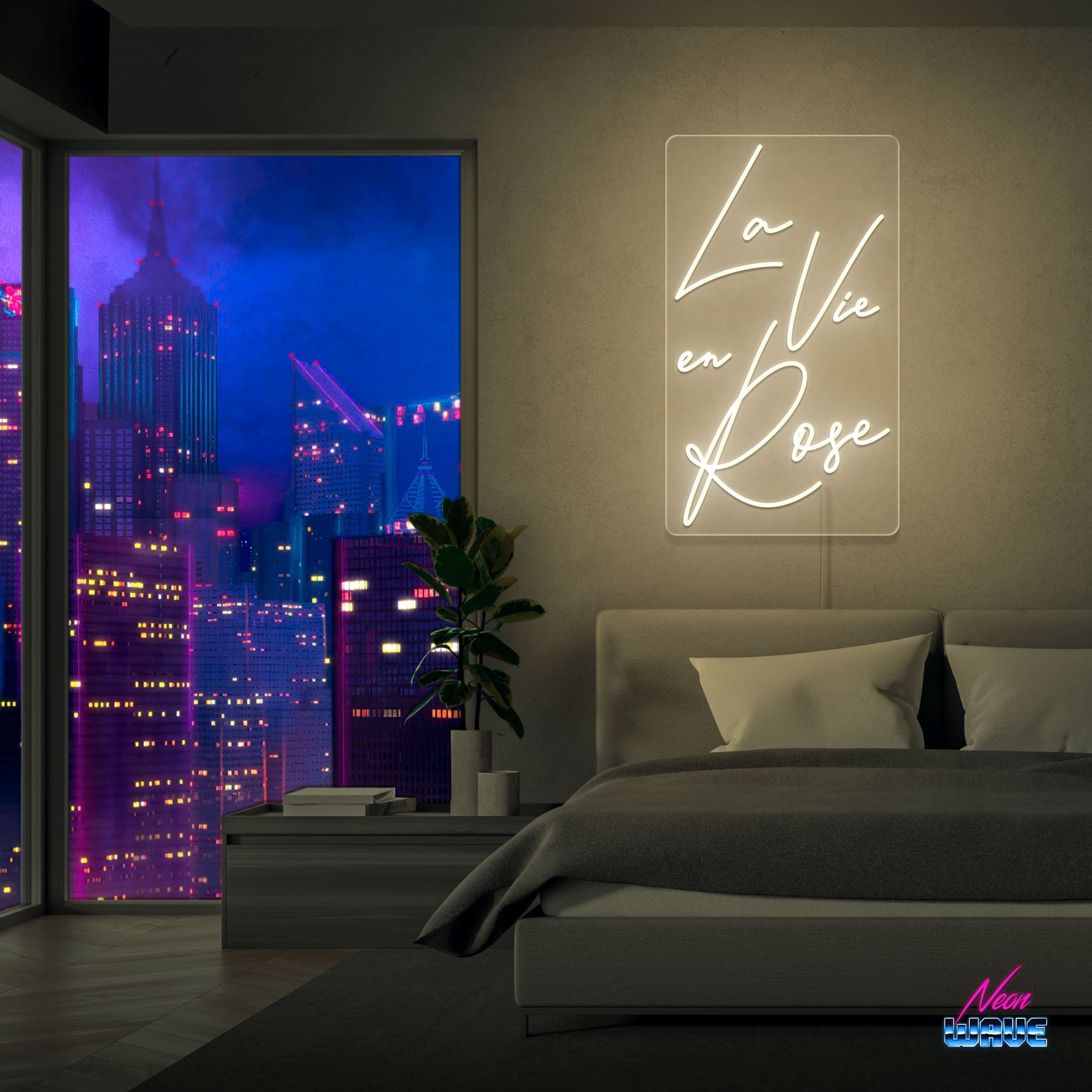 La Vie en Rose Neon Sign Neonwave.ch 100 cm Warmweiss