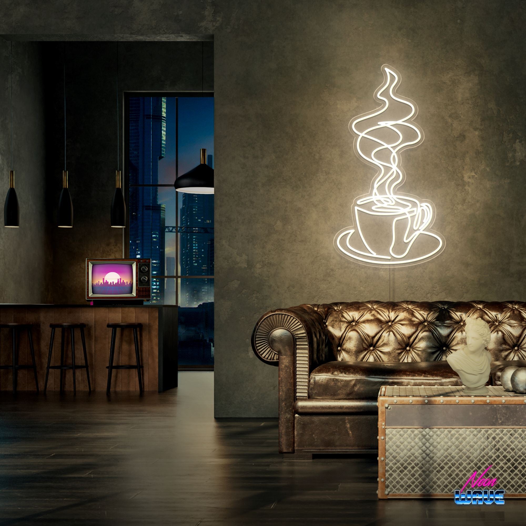 Café Neon Sign Neonwave.ch 75 cm Warmweiss