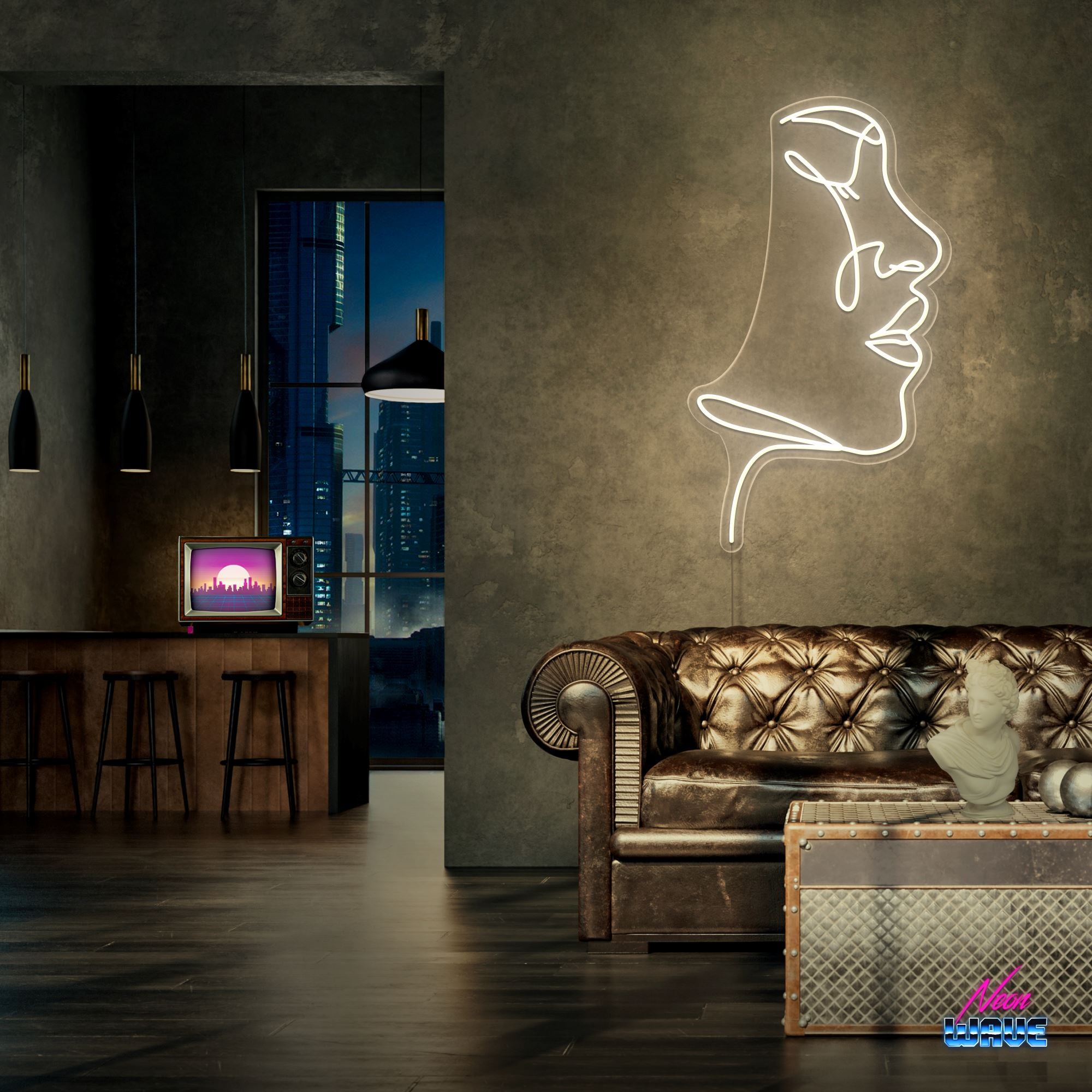 Feel your Face Neon Sign Neonwave.ch 75 cm Warmweiss