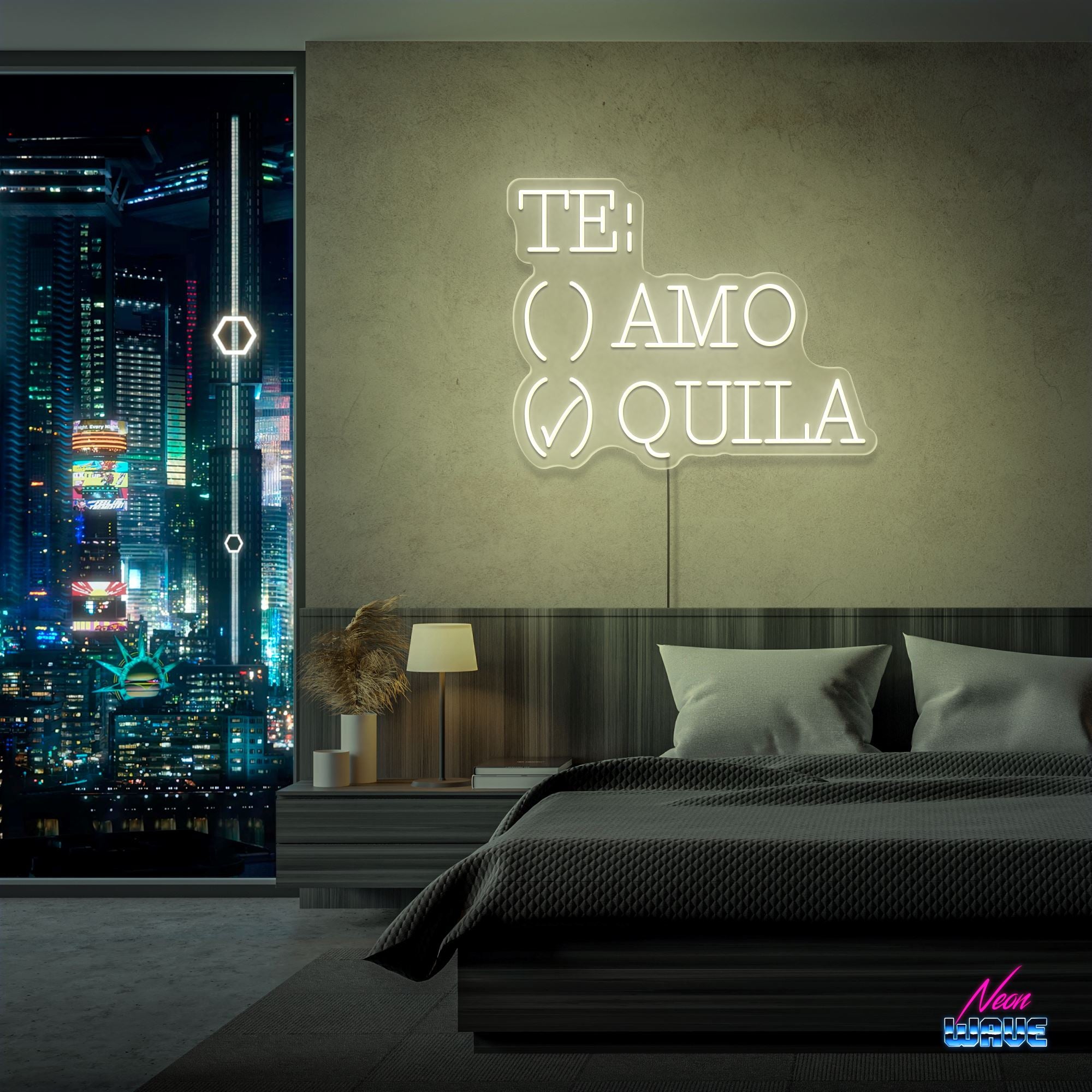 TE: AMO / QUILA Neon Sign Neonwave.ch 50cm Warmweiss