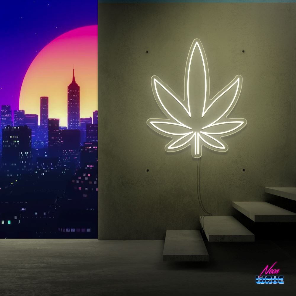 WEED Neon Sign Neonwave.ch 50cm Warmweiss