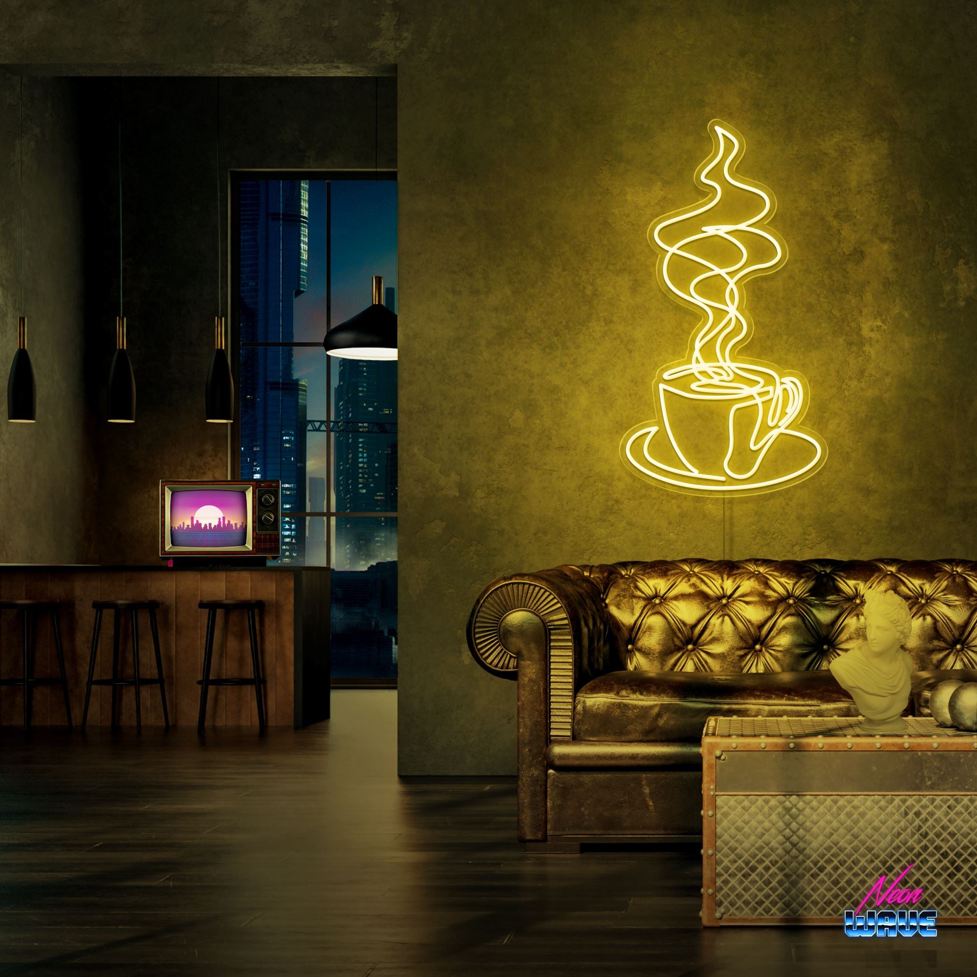 Café Neon Sign Neonwave.ch 75 cm Gelb
