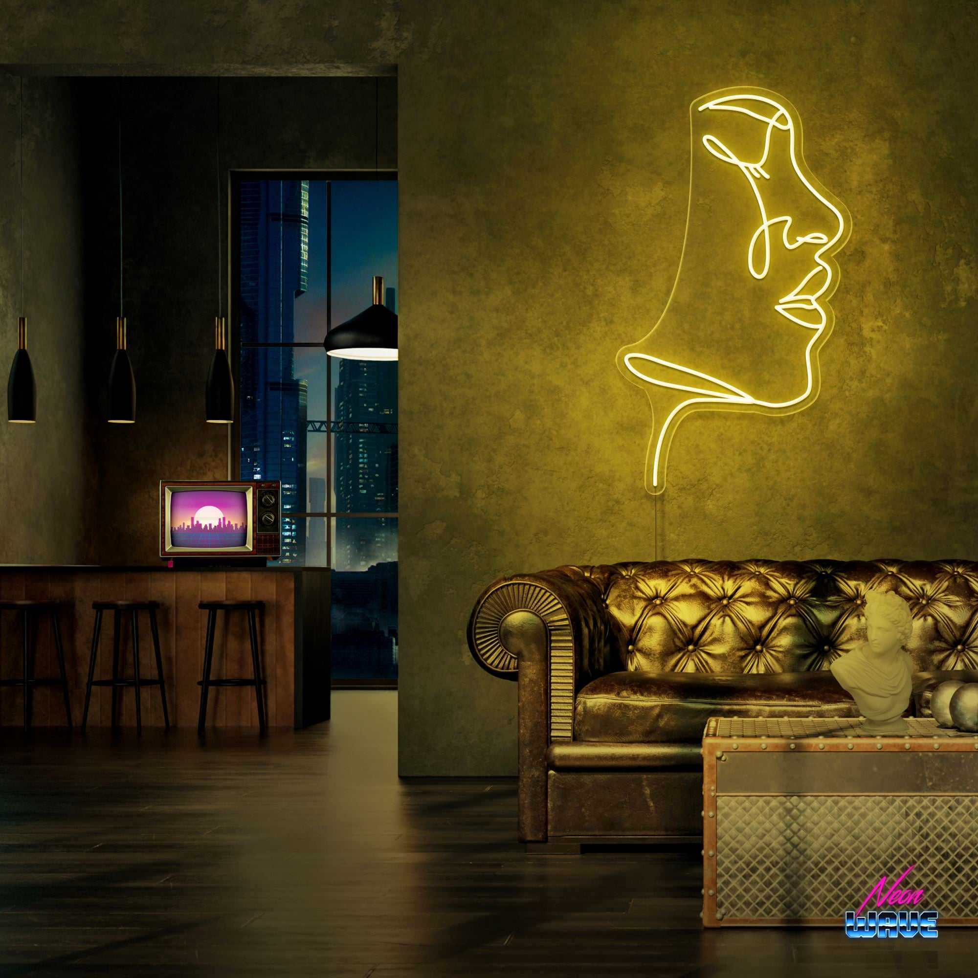 Feel your Face Neon Sign Neonwave.ch 75 cm Gelb