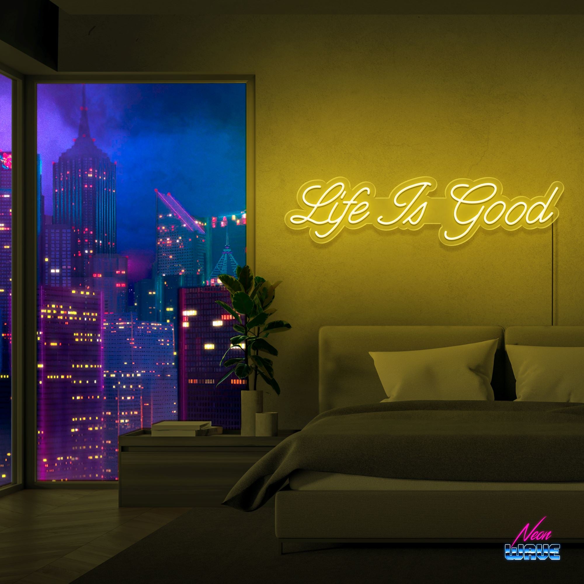 Life is Good Neon Sign Neonwave.ch 75 cm Gelb