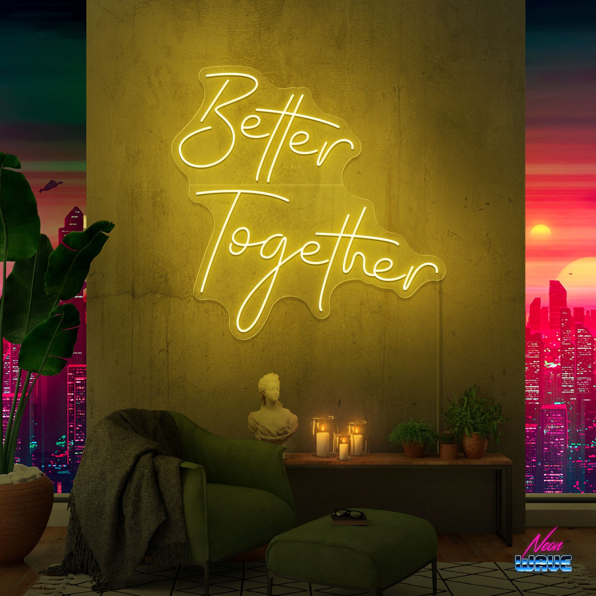 Better Together Neon Sign Neonwave.ch 50cm Gelb