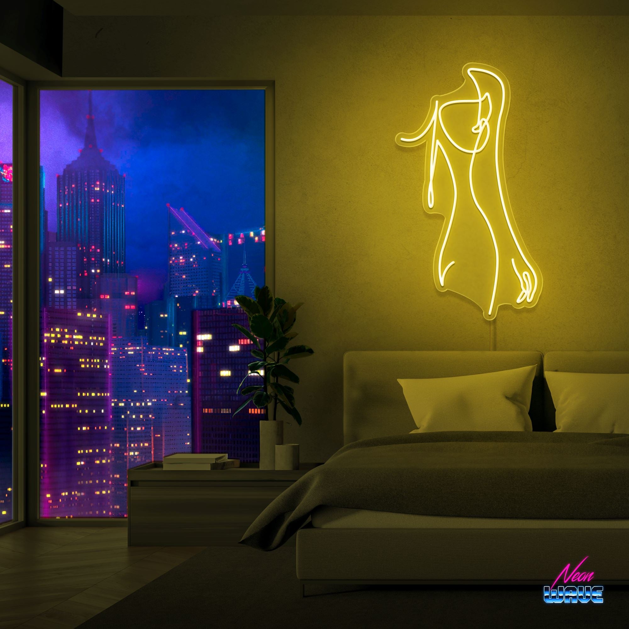 Body Silhouette Neon Sign Neonwave.ch 75 cm Gelb