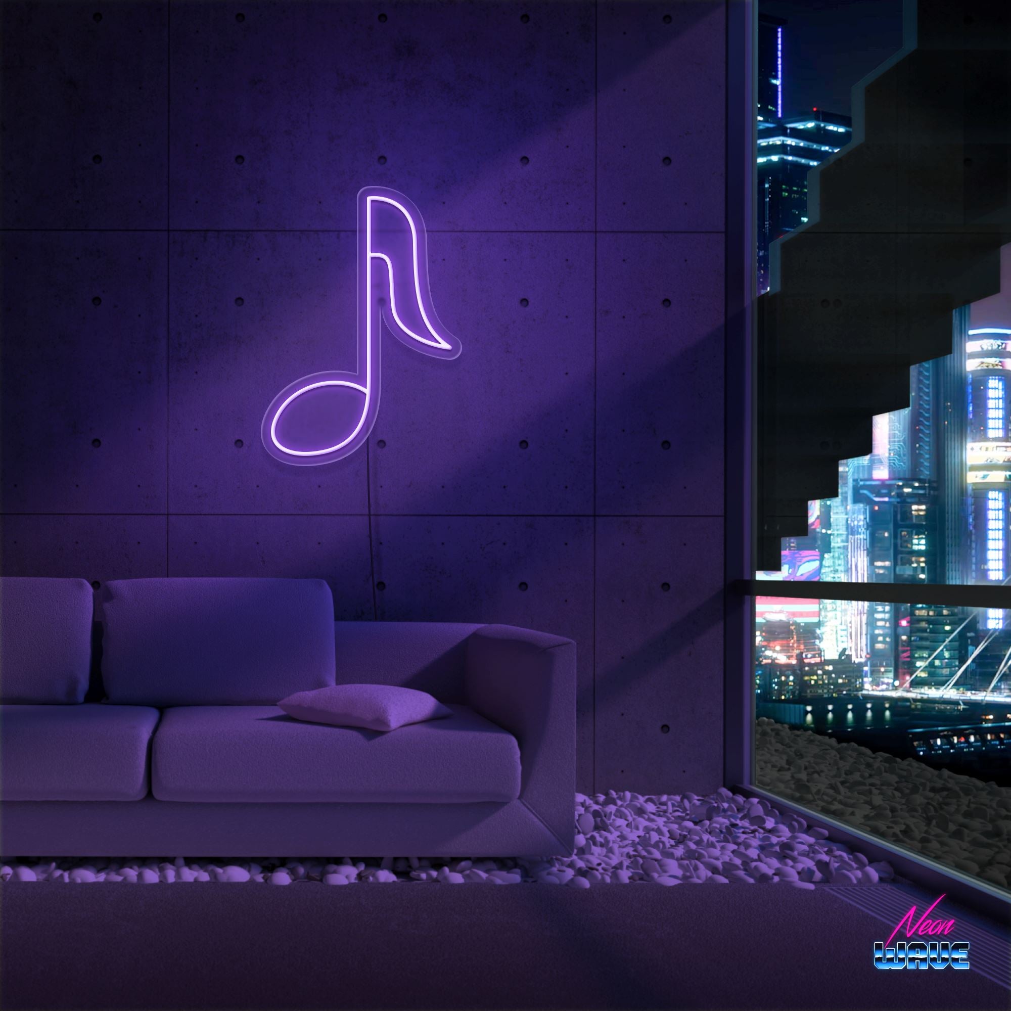 Musiknote Neon Sign Neonwave.ch 50cm Lila 