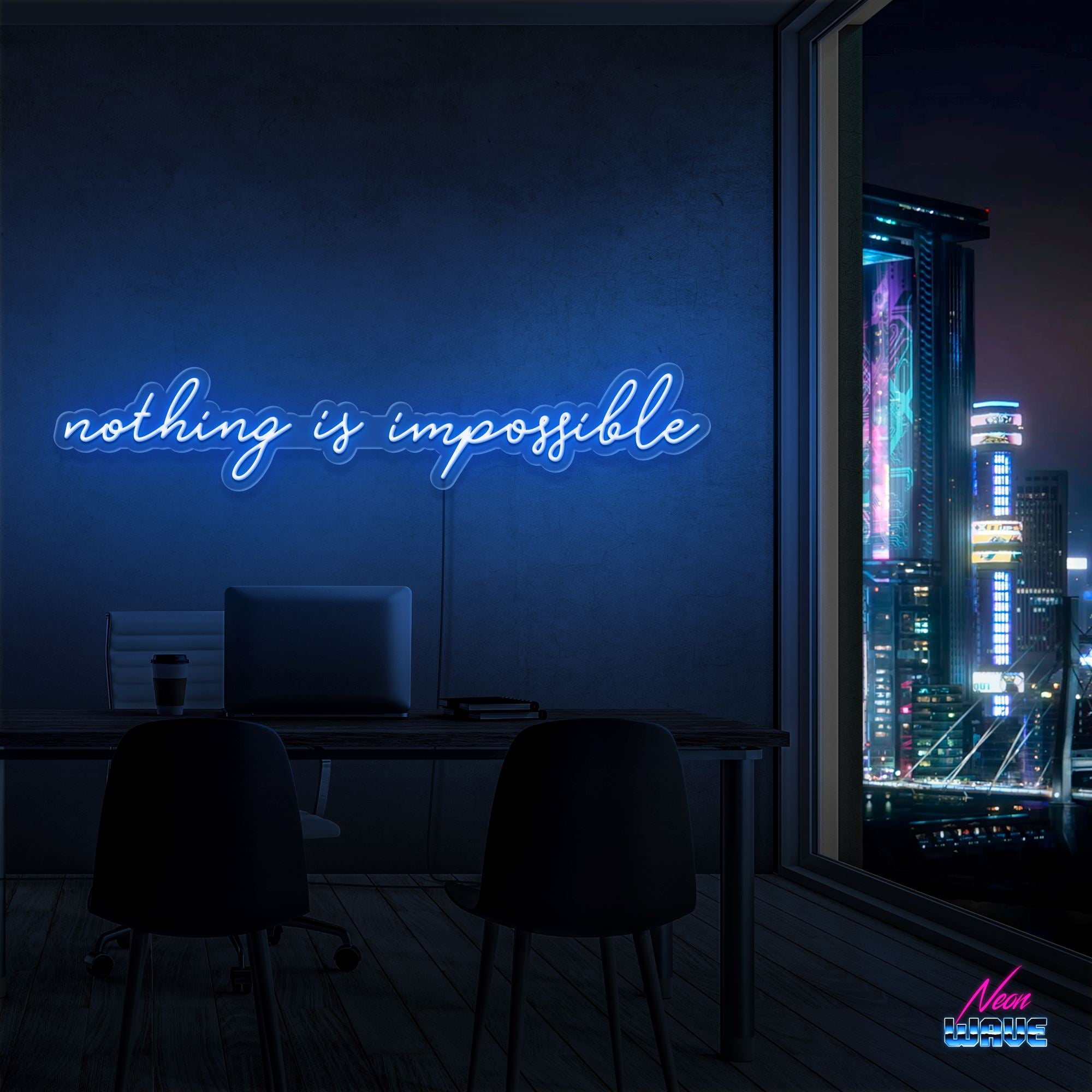 NOTHING IS IMPOSSIBLE Neon Sign Neonwave.ch 150cm Blau 