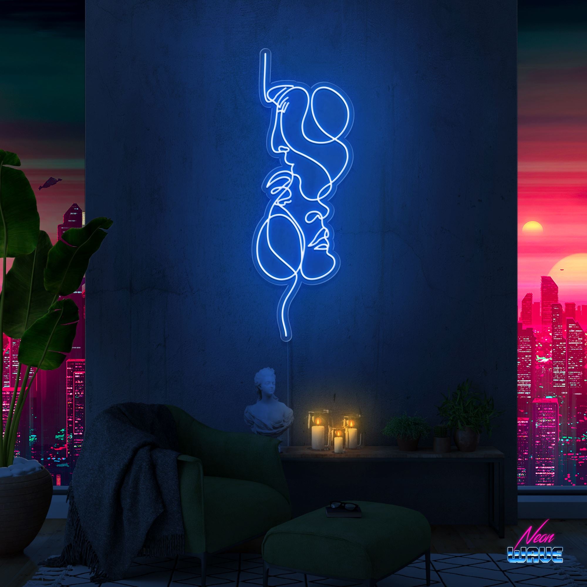 You and Me Neon Sign Neonwave.ch 120 cm Blau 