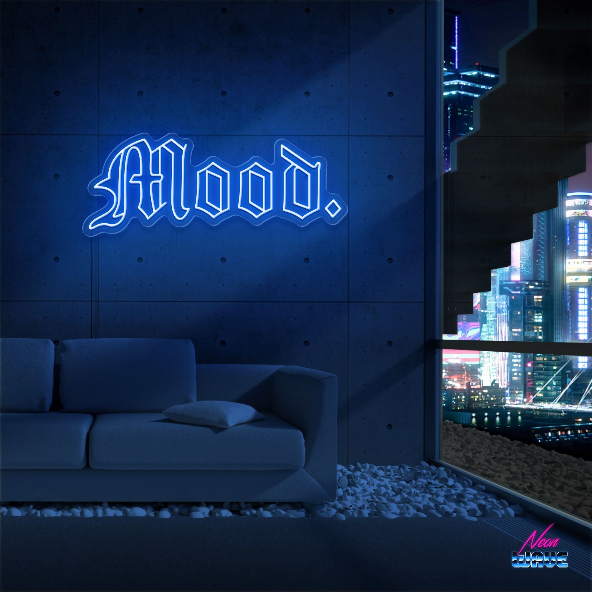 Mood. Neon Sign Neonwave.ch 75cm Blau 