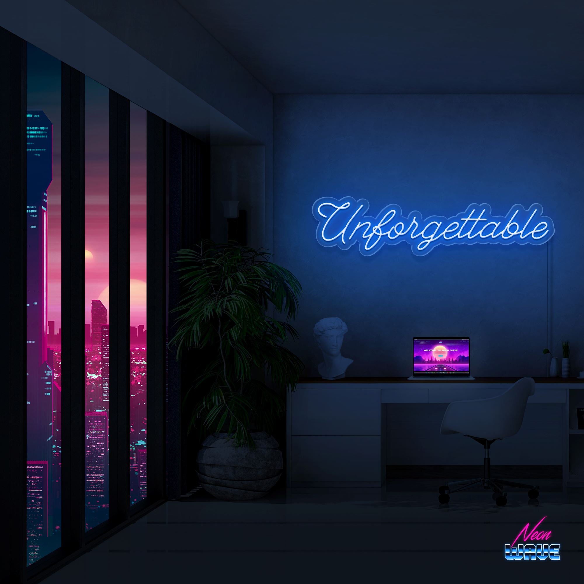 Unforgettable Neon Sign Neonwave.ch 75 cm Blau 