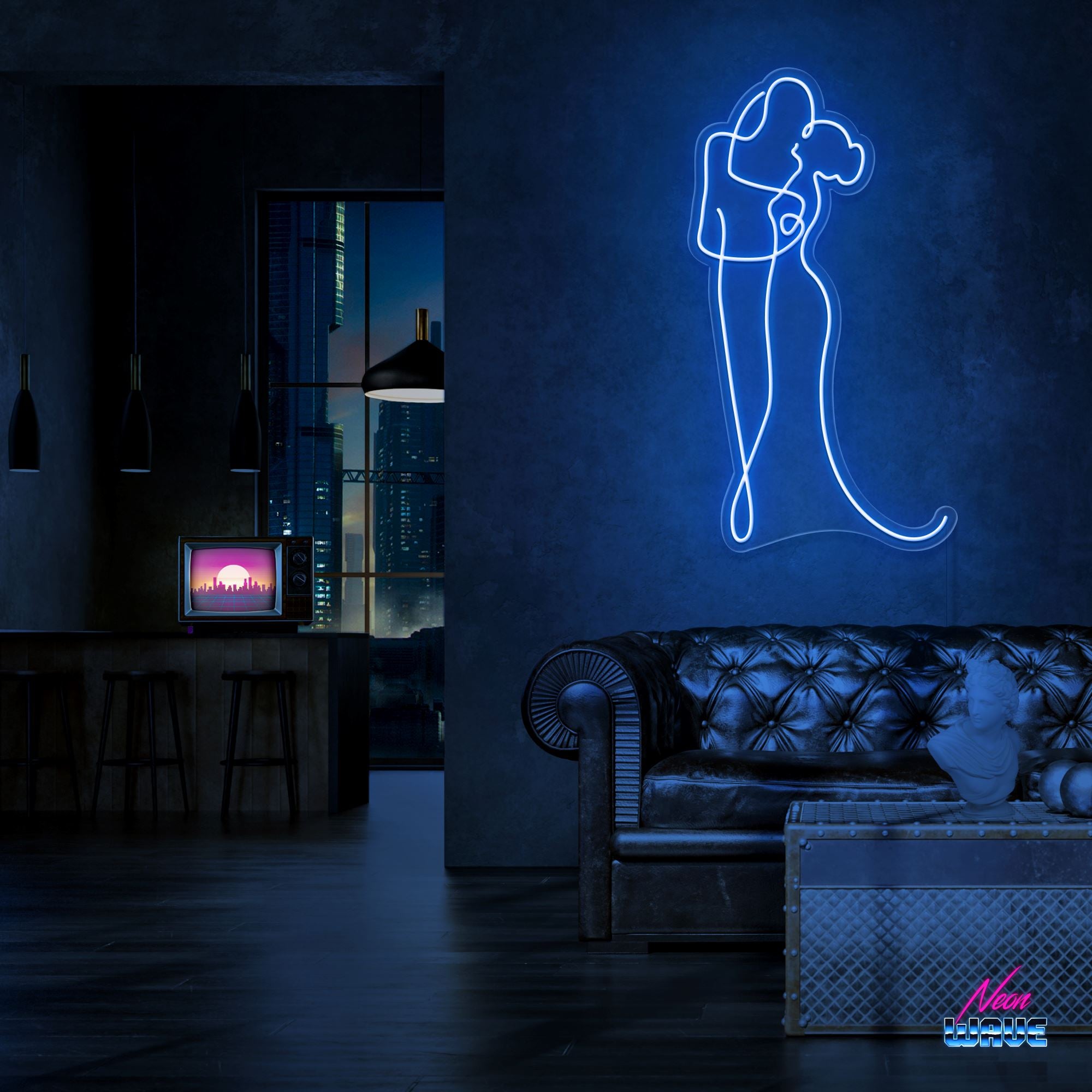 Marriage Neon Sign Neonwave.ch 75 cm Blau 
