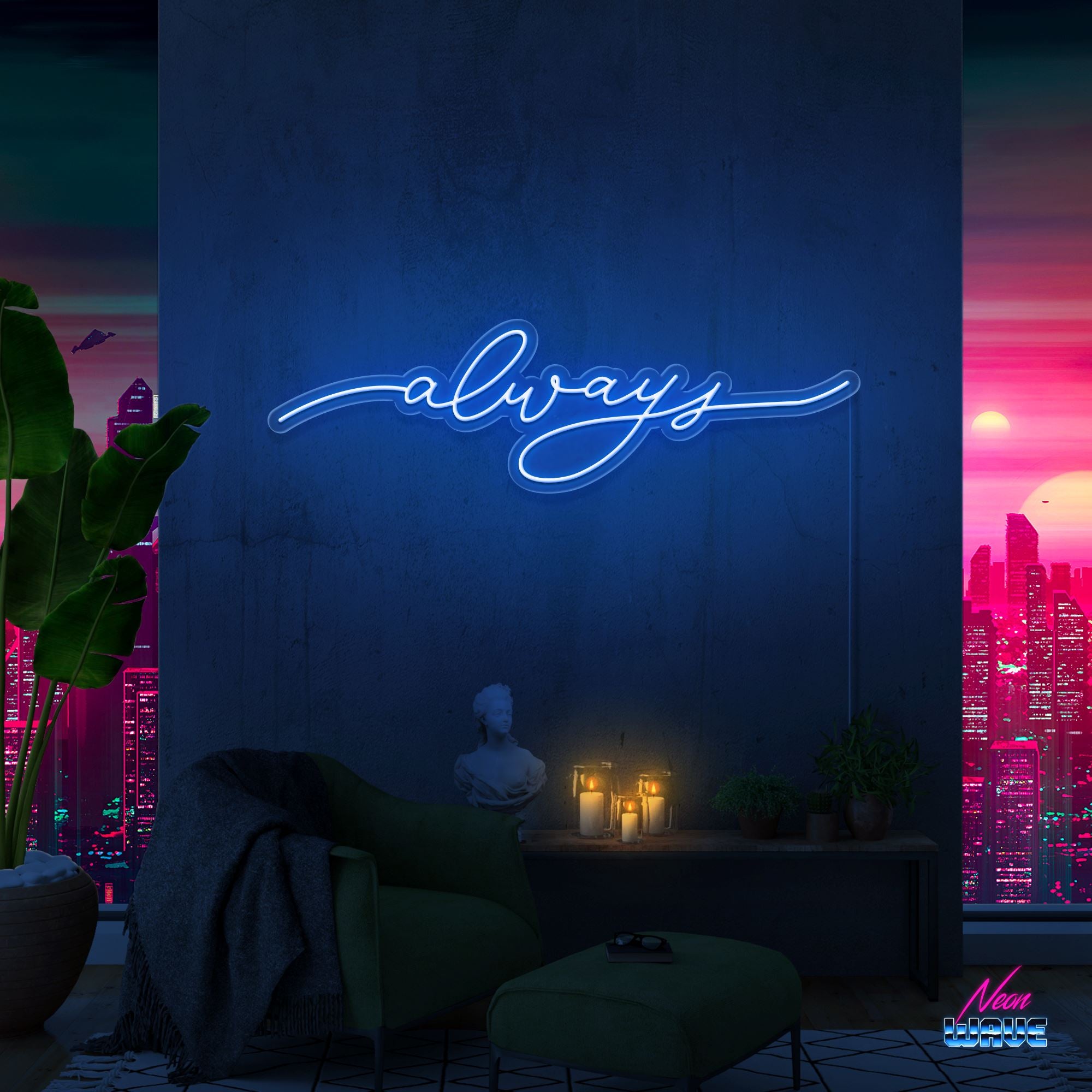 Always Neon Sign Neonwave.ch 100 cm Blau 