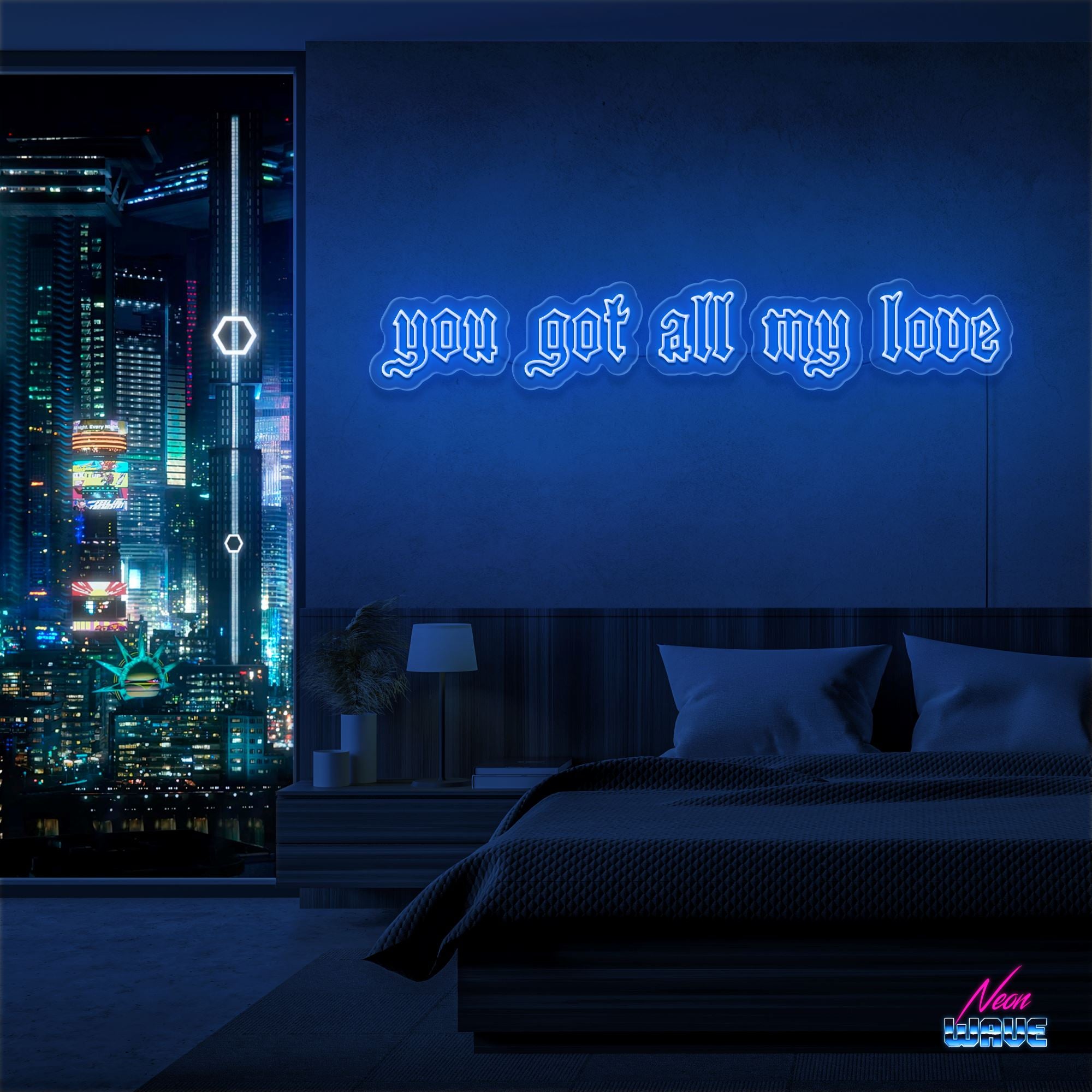 you got all my love Neon Sign Neonwave.ch 125cm Blau 