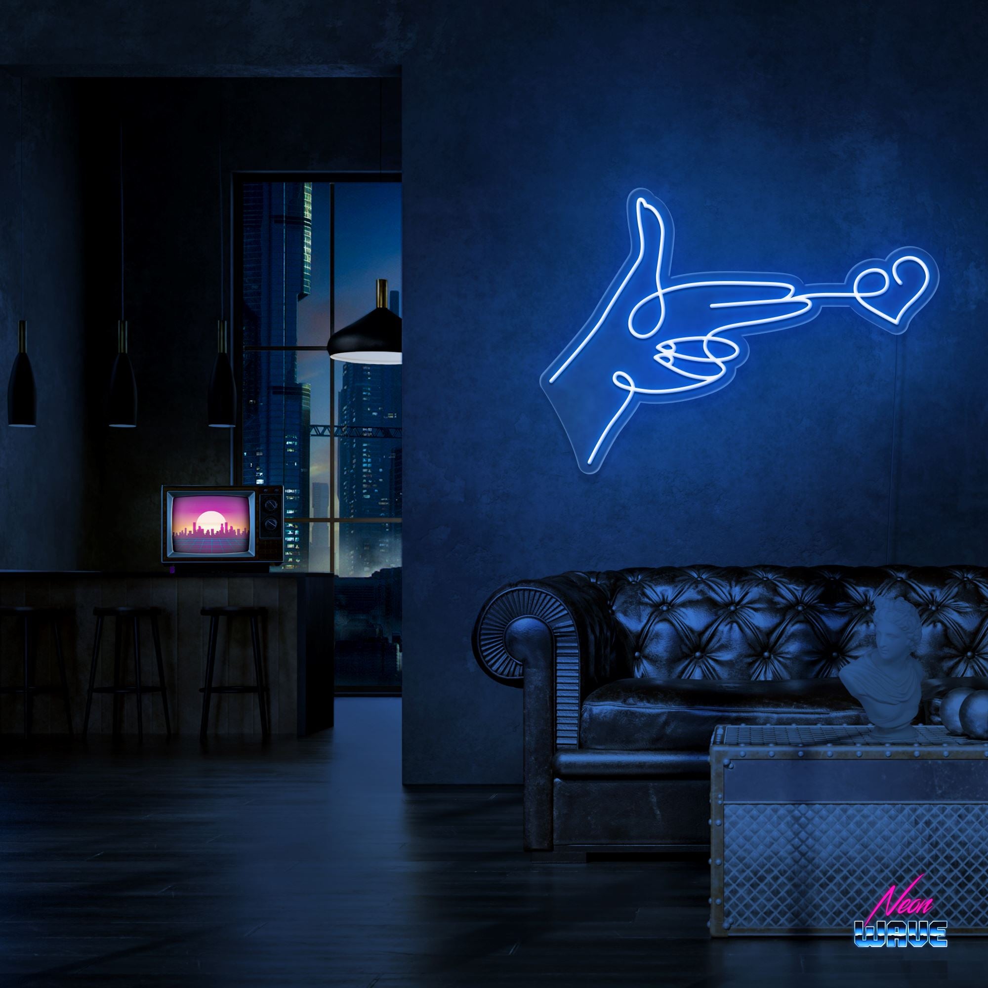 Love Bullet Neon Sign Neonwave.ch 50cm Blau 