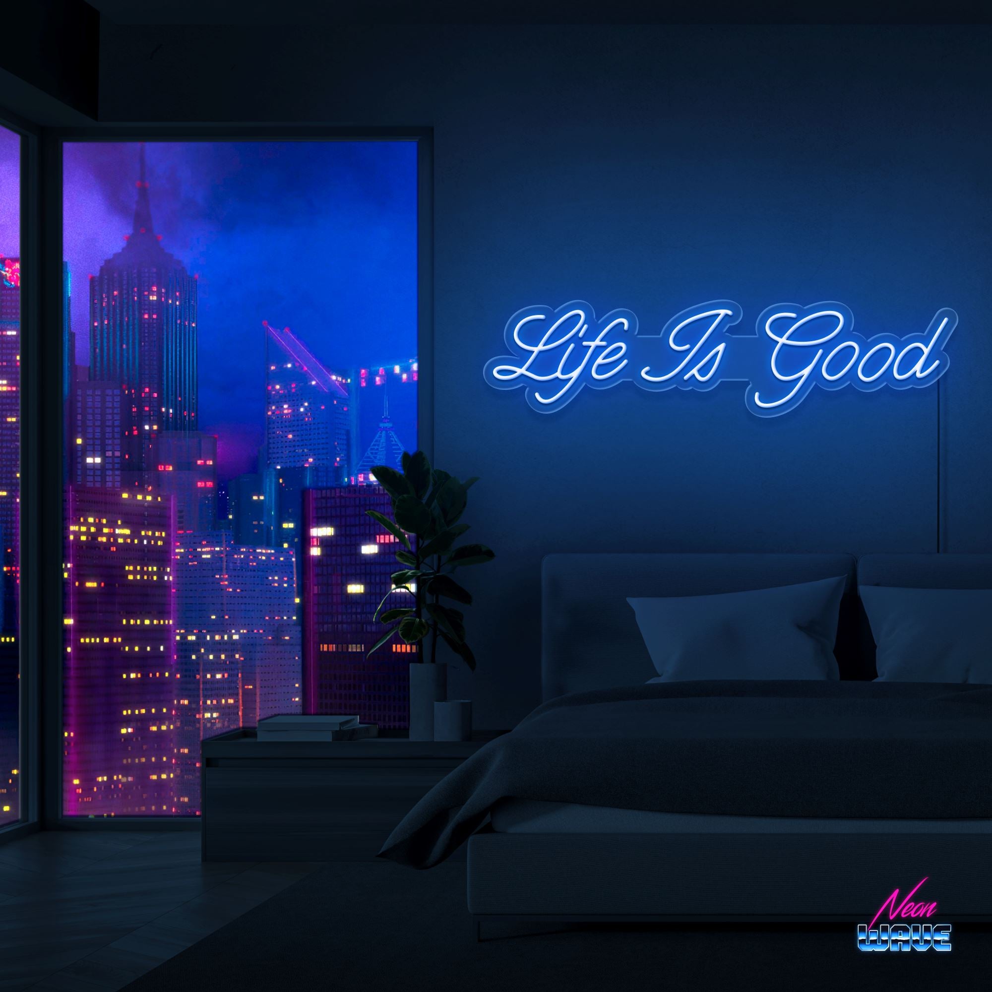 Life is Good Neon Sign Neonwave.ch 75 cm Blau 