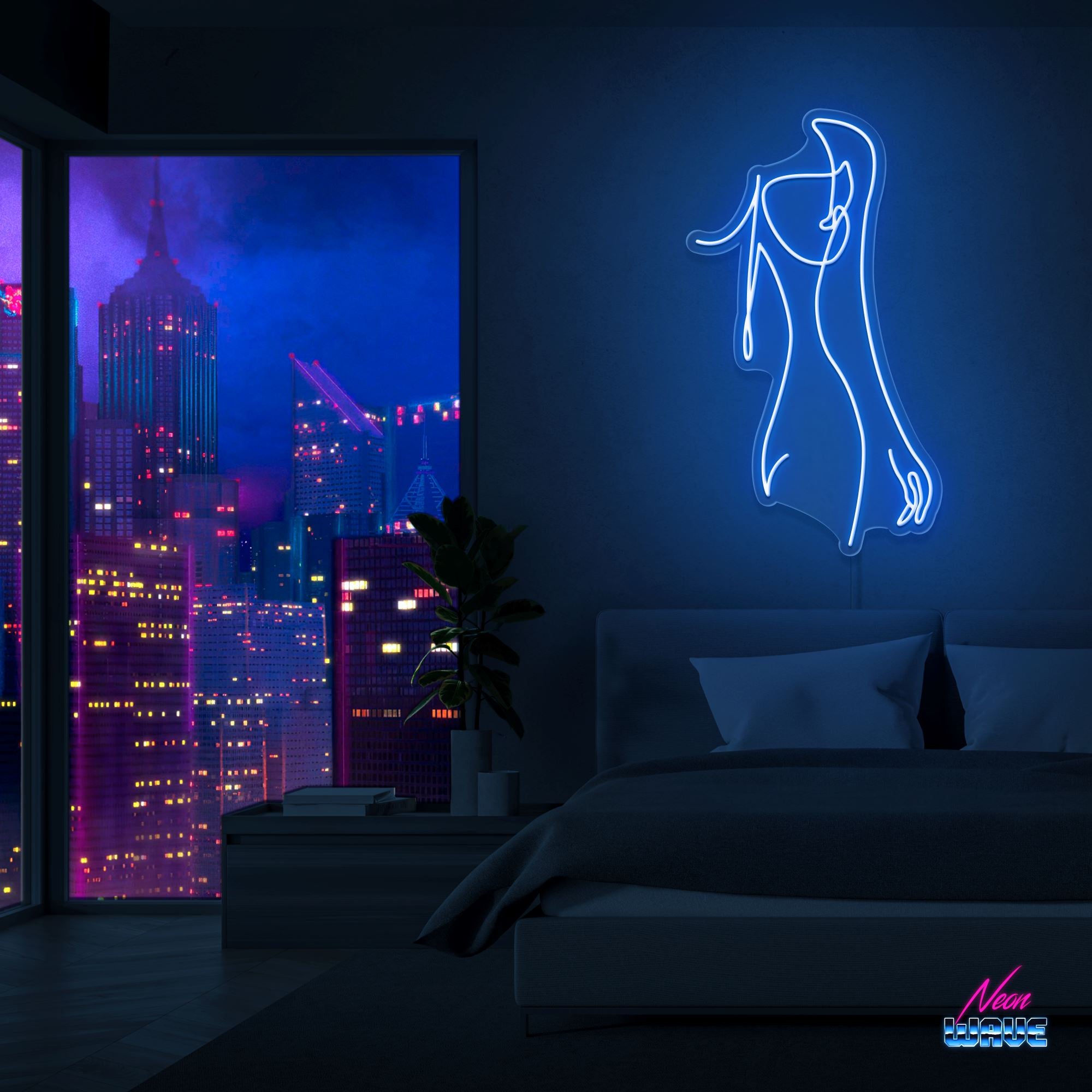 Body Silhouette Neon Sign Neonwave.ch 75 cm Blau 