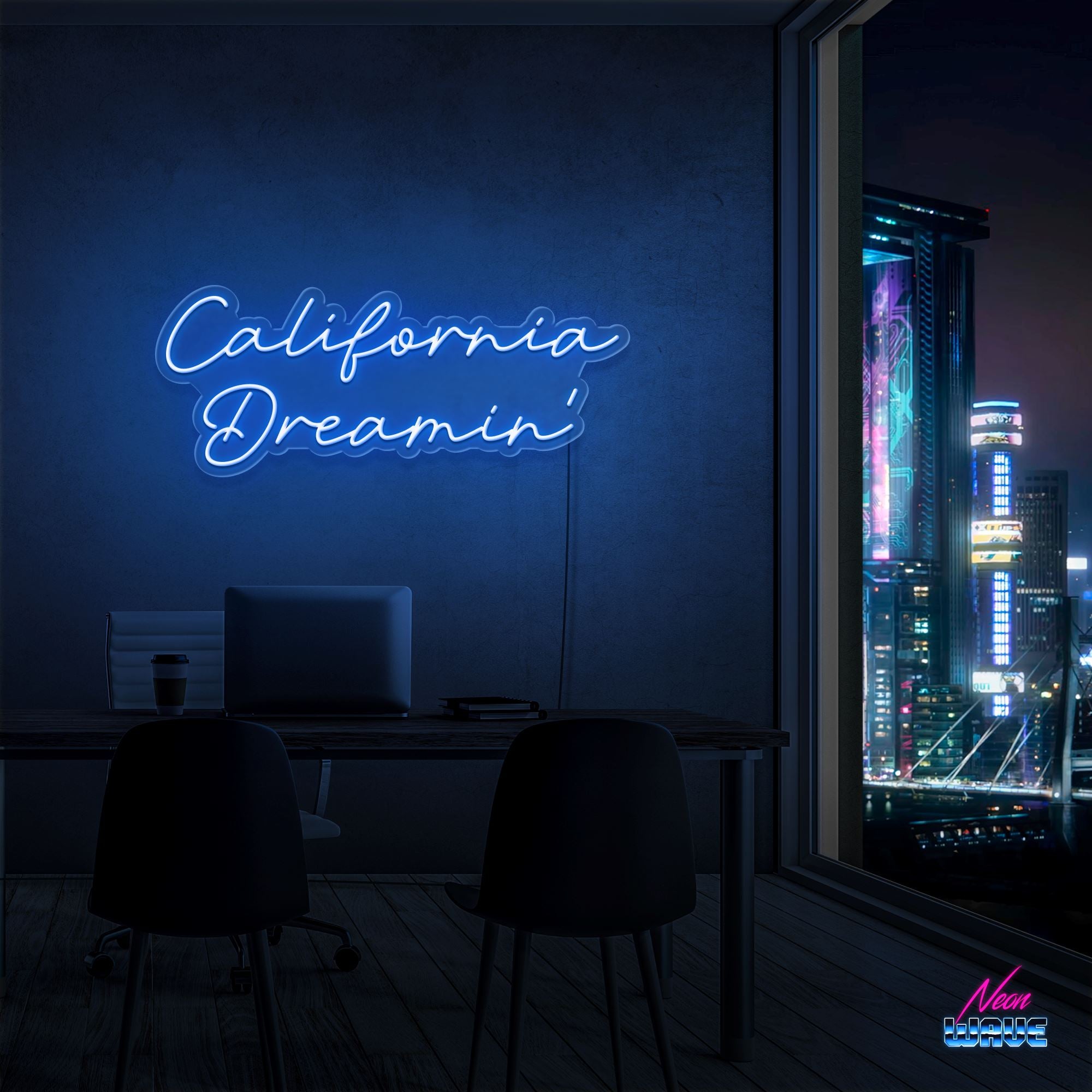 California Dreamin' Neon Sign Neonwave.ch 75cm Blau 
