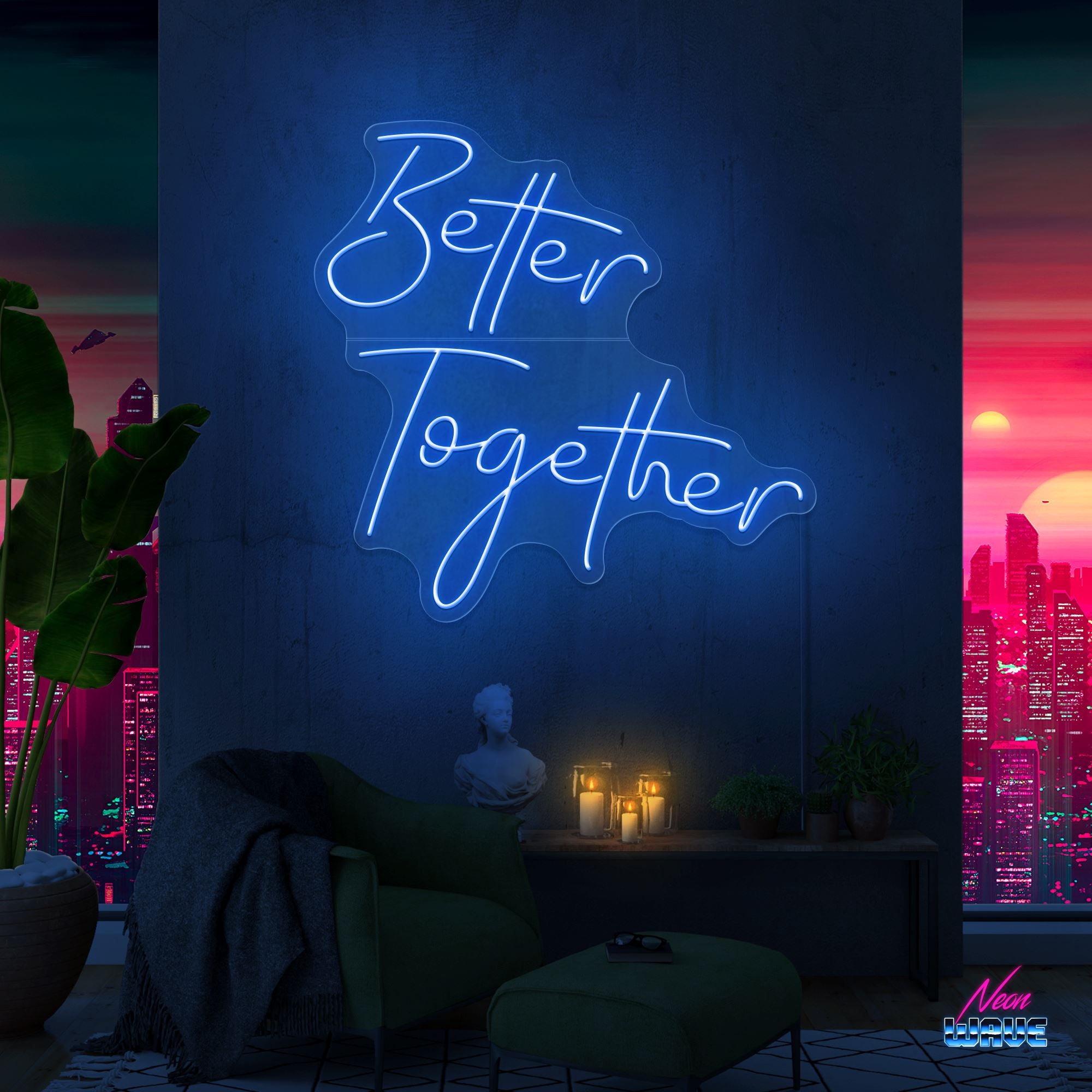 Better Together Neon Sign Neonwave.ch 50cm Blau 
