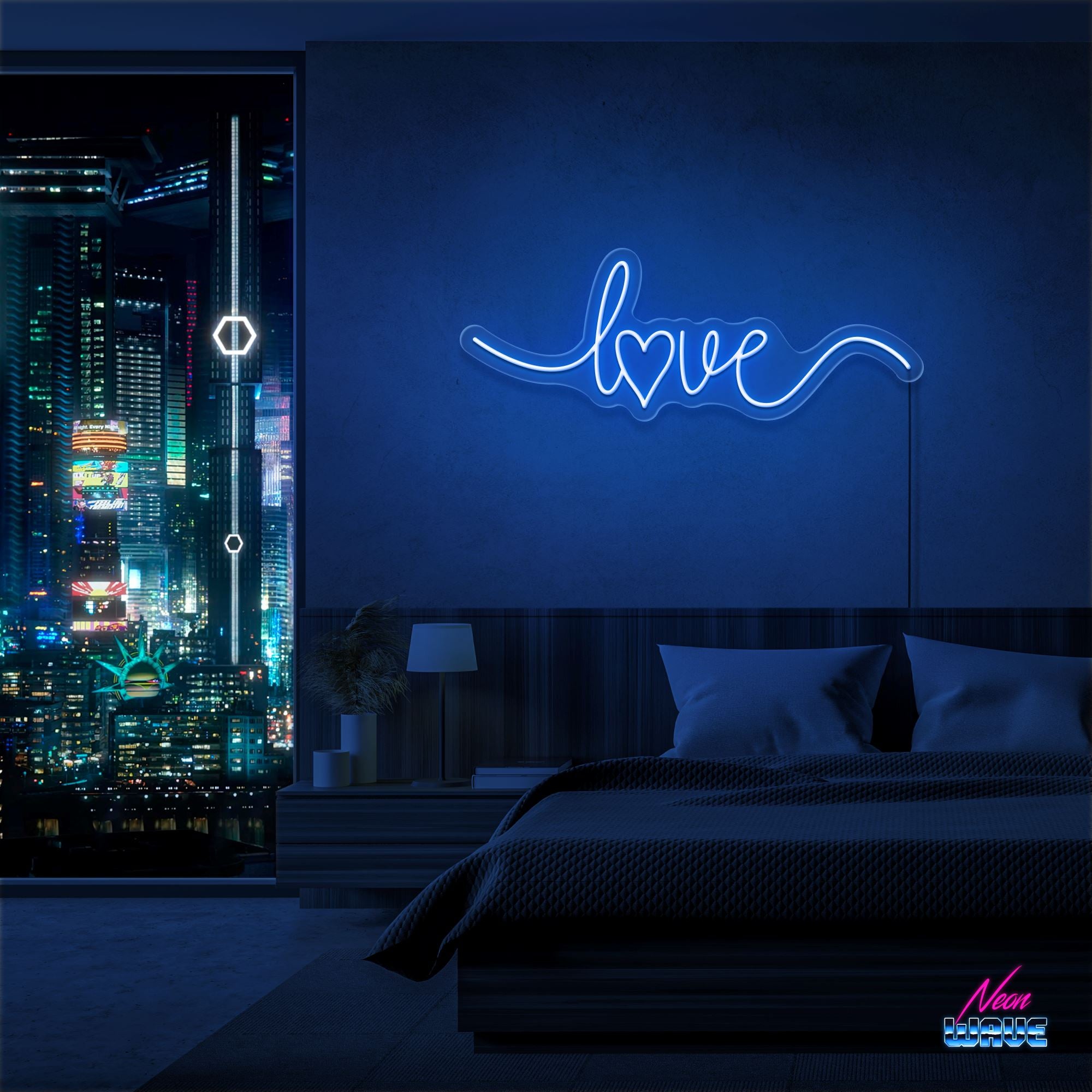 Love Heart Neon Sign Neonwave.ch 50cm Blau 