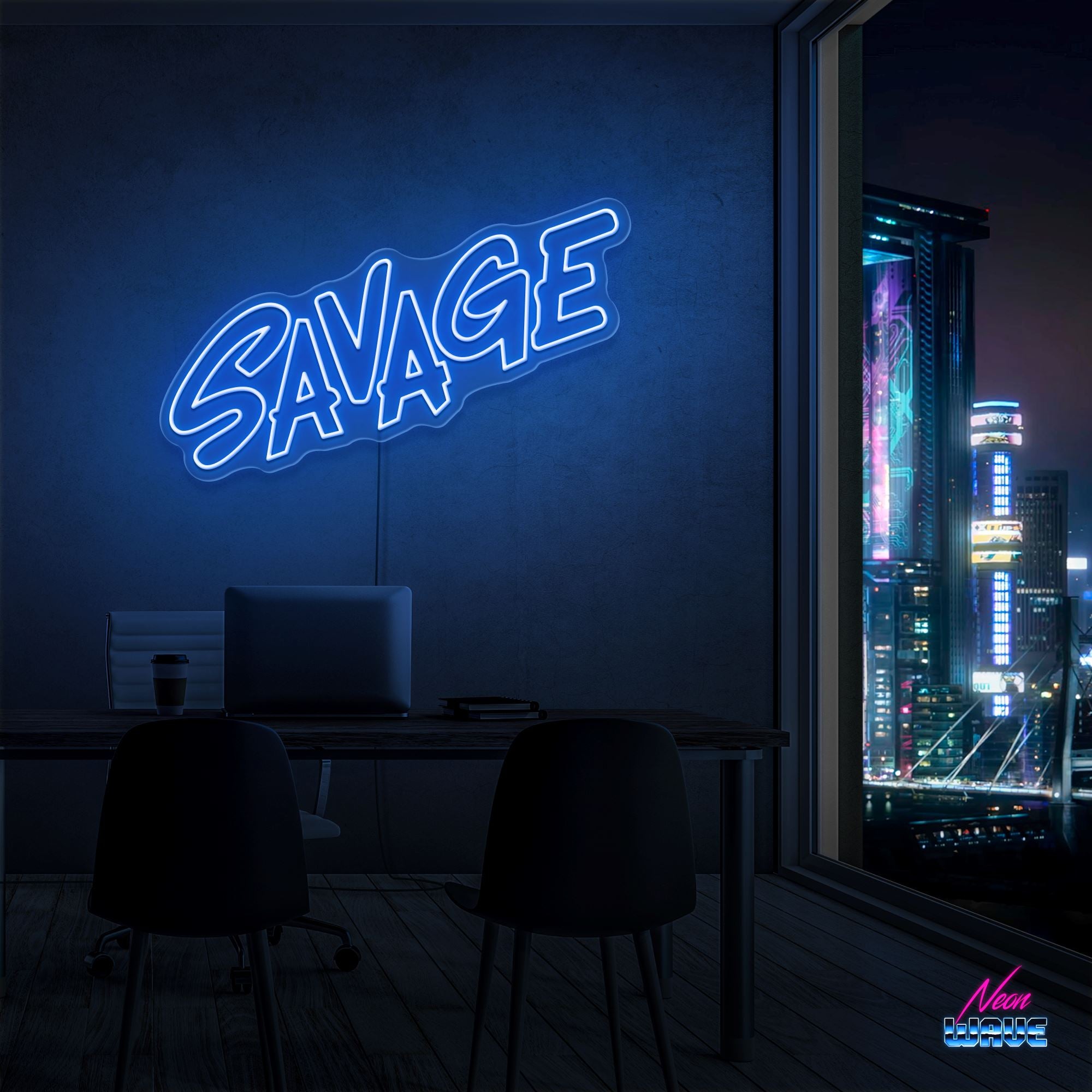 SAVAGE Neon Sign Neonwave.ch 50cm Blau 