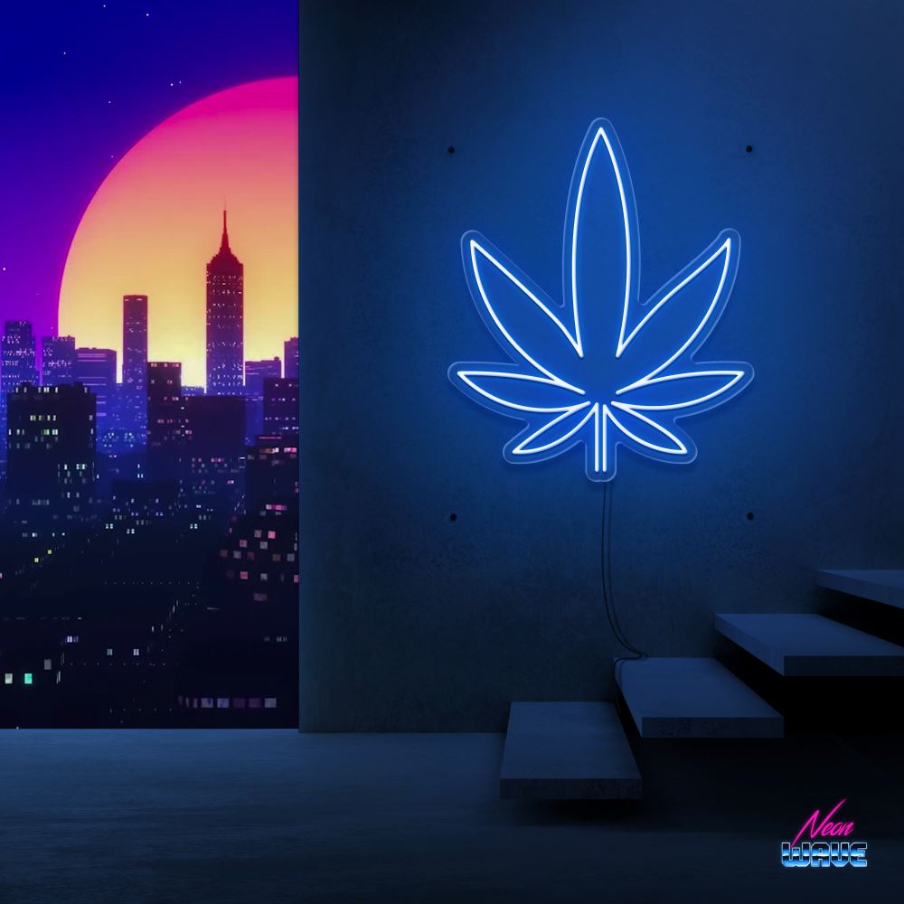 WEED Neon Sign Neonwave.ch 50cm Blau 