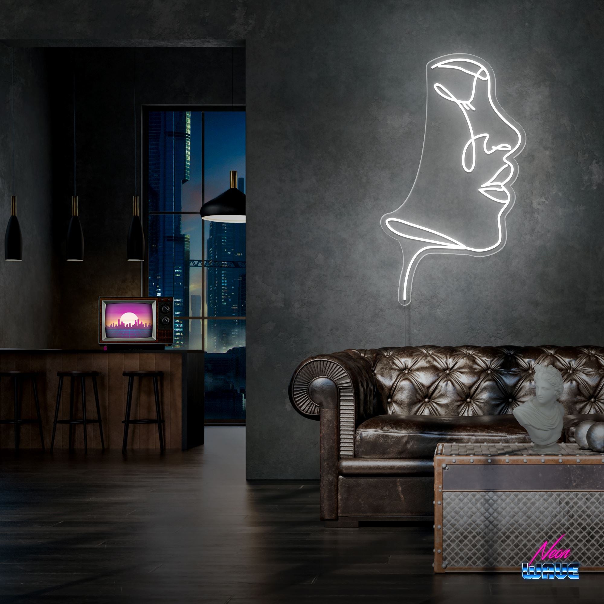 Feel your Face Neon Sign Neonwave.ch 75 cm Kaltweiss 