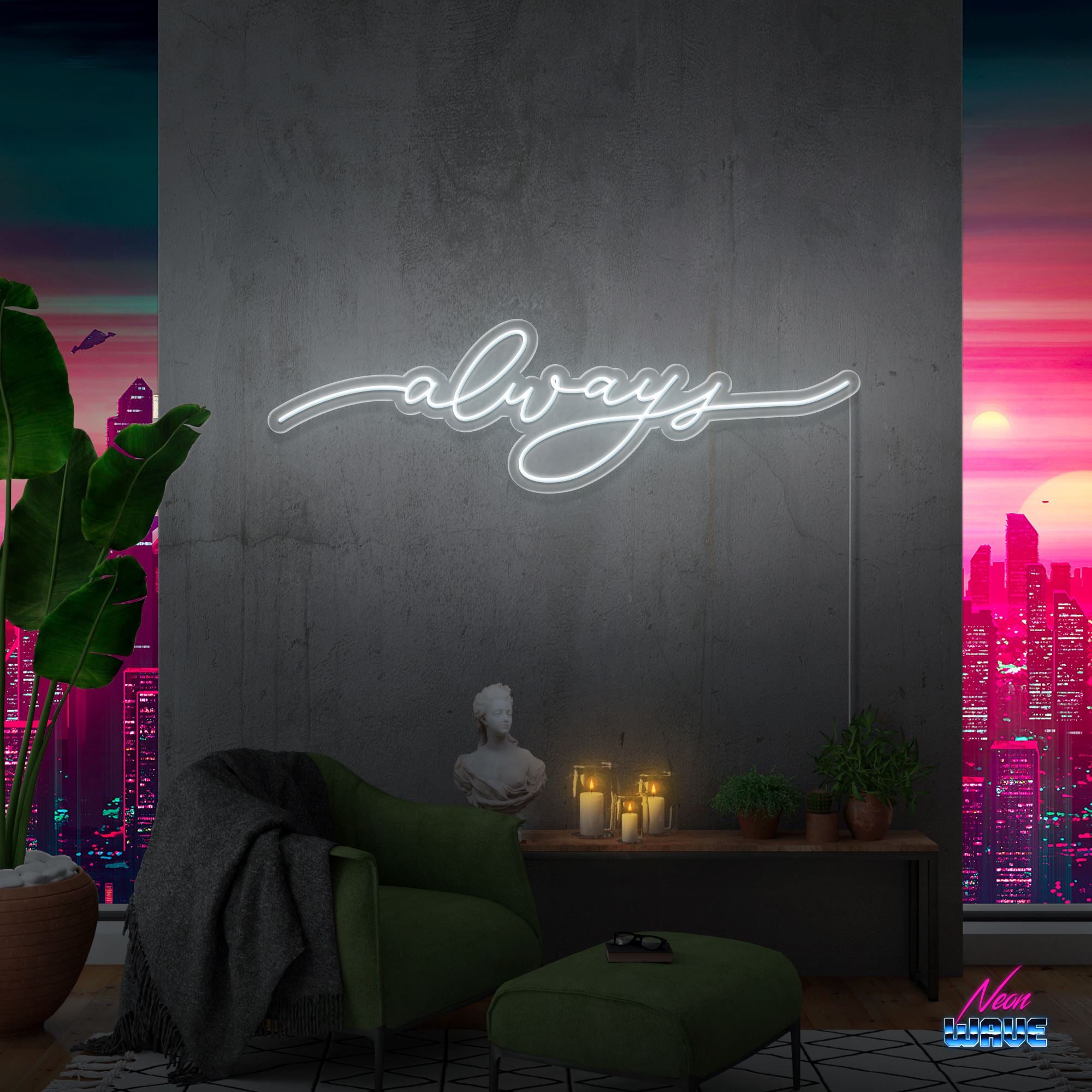 Always Neon Sign Neonwave.ch 100 cm Kaltweiss 