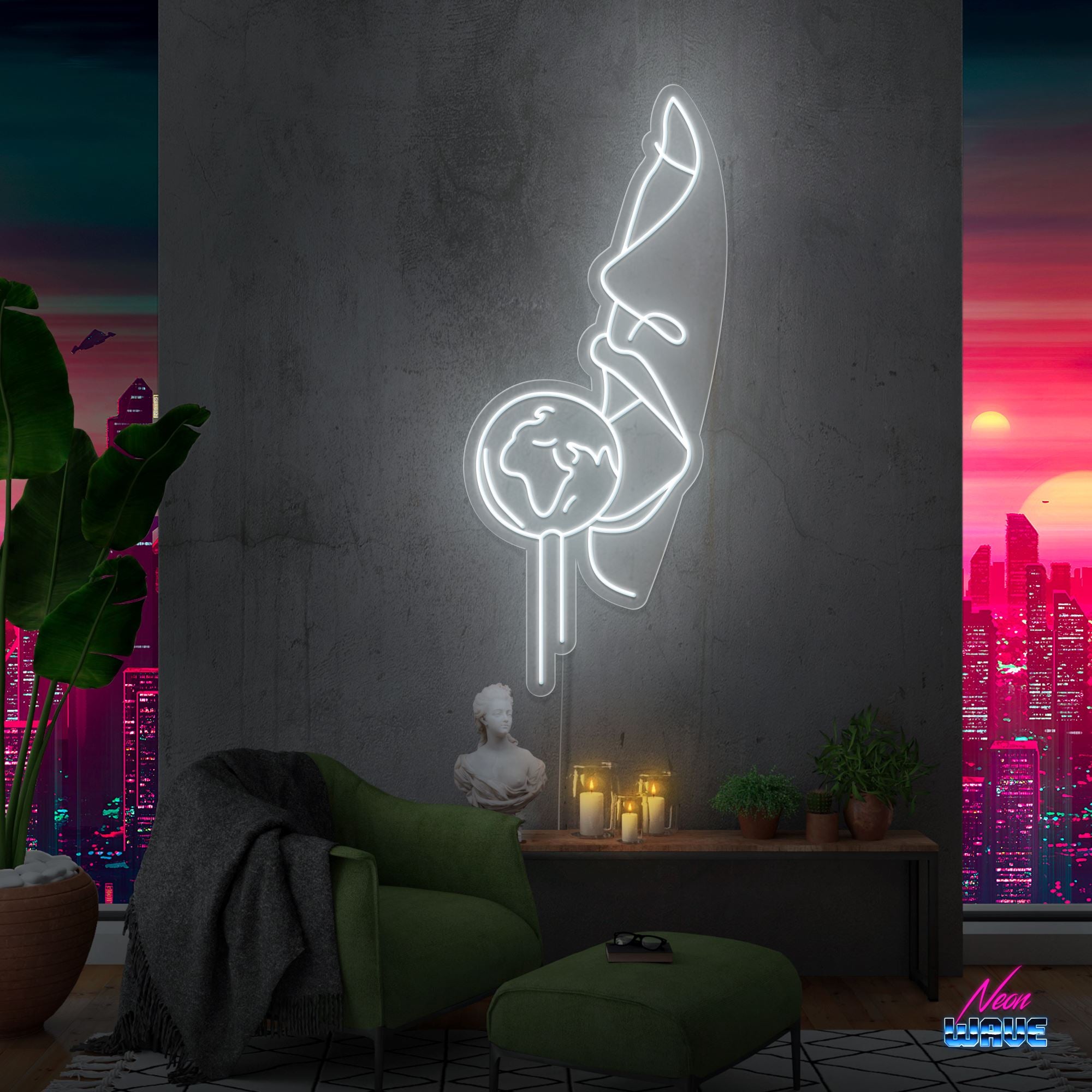 Earth Lollipop Neon Sign Neonwave.ch 75cm Kaltweiss 