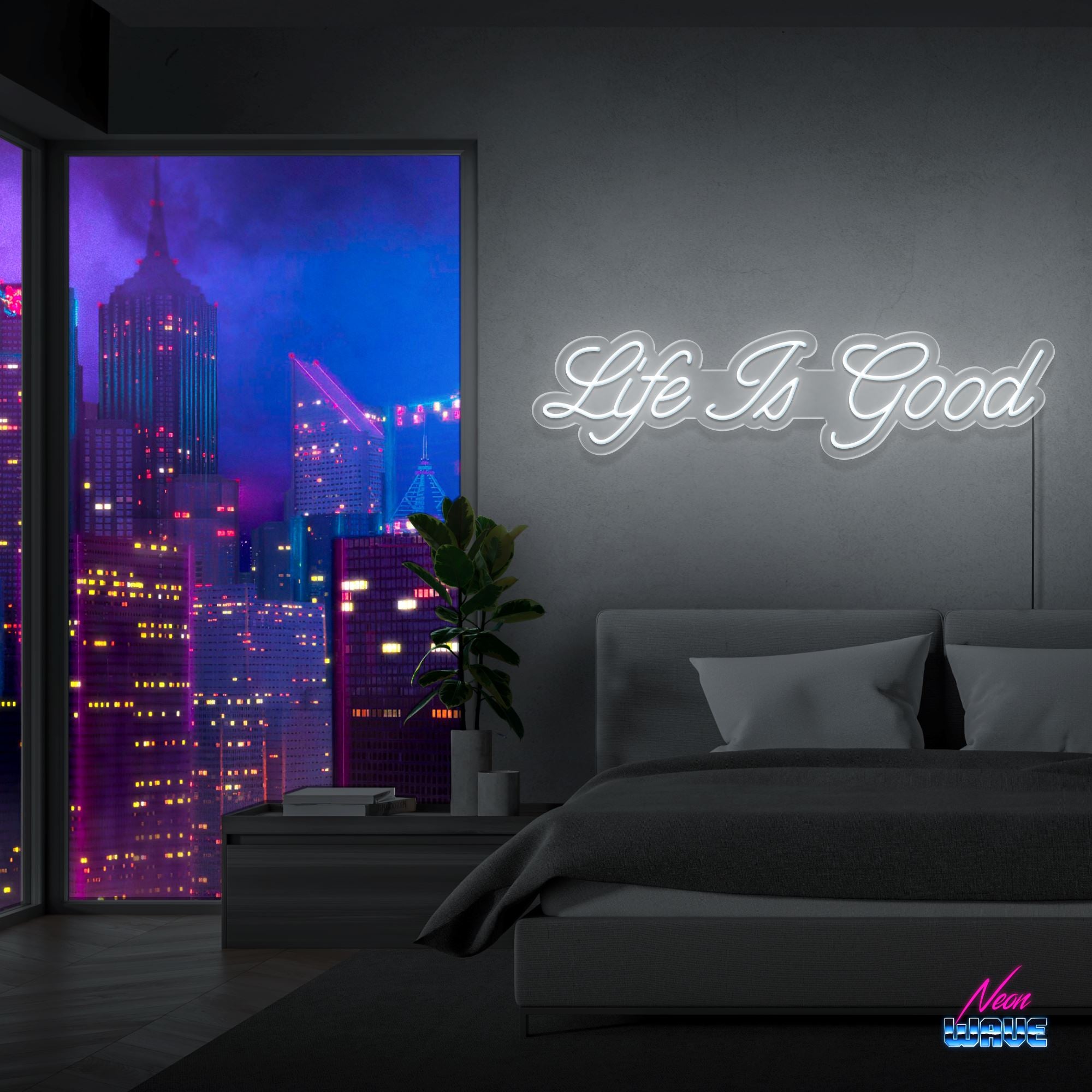 Life is Good Neon Sign Neonwave.ch 75 cm Kaltweiss 