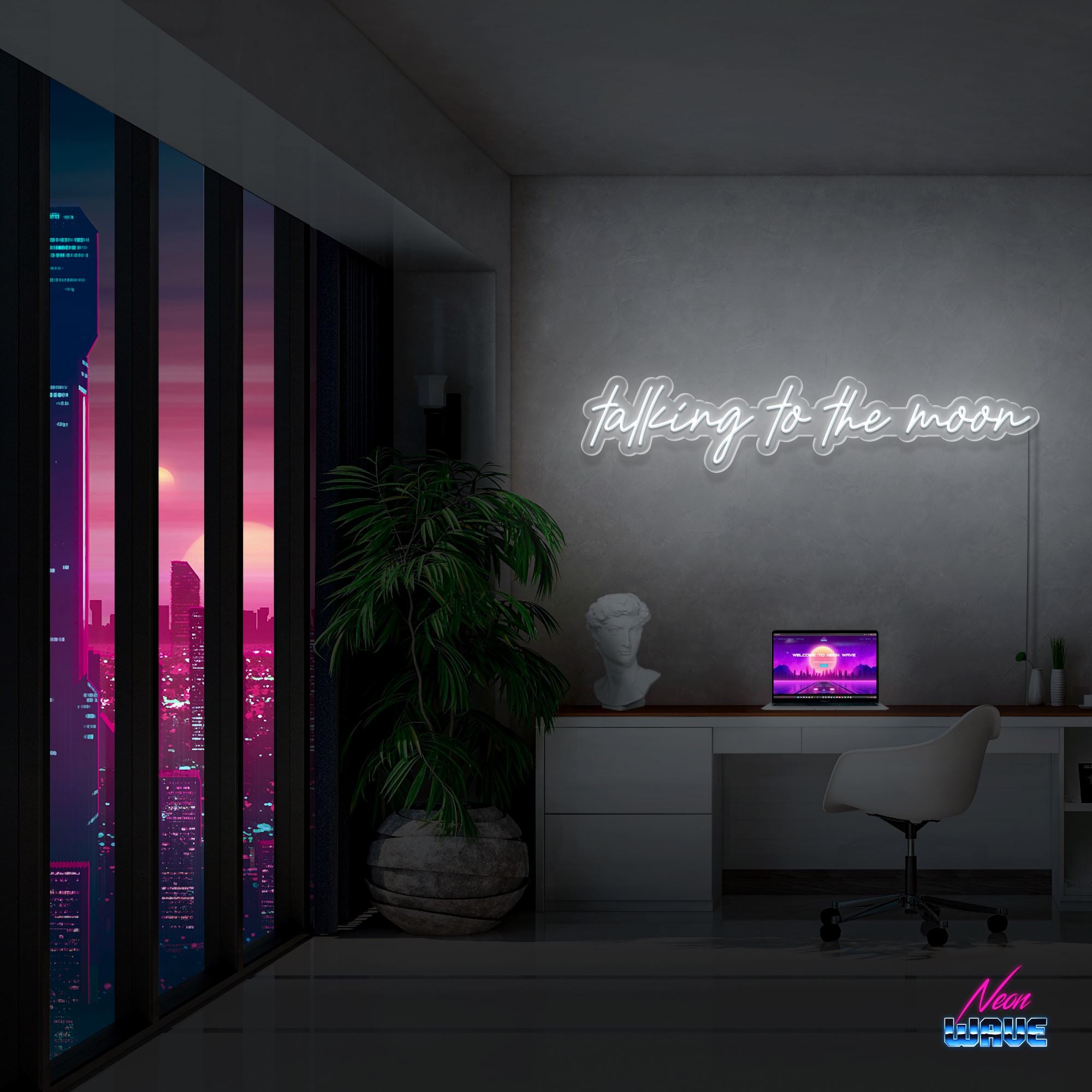 Talking to the moon Neon Sign Neonwave.ch 100cm Kaltweiss 