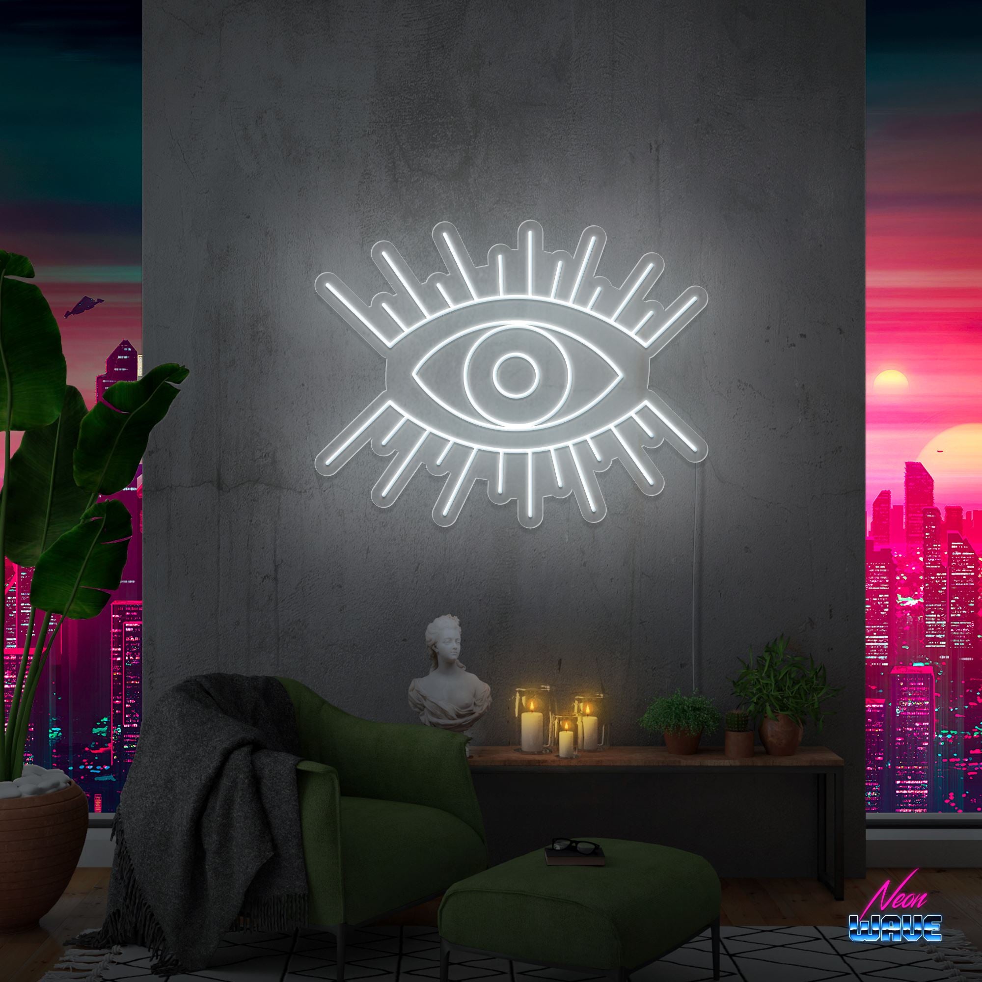 The Eye Neon Sign Neonwave.ch 50cm Kaltweiss 