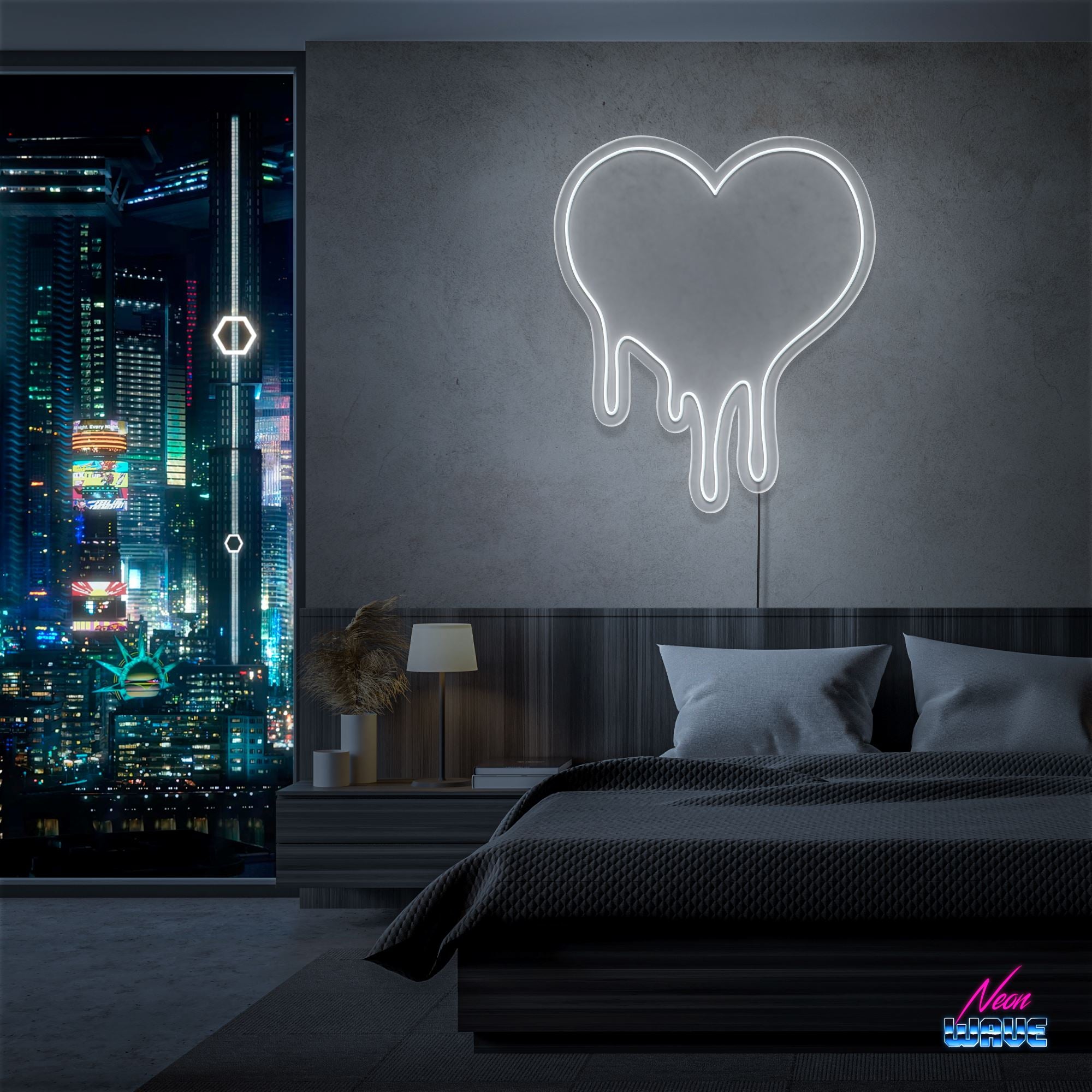 DRIPPING HEART ♡ Neon Sign Neonwave.ch 50cm Kaltweiss 
