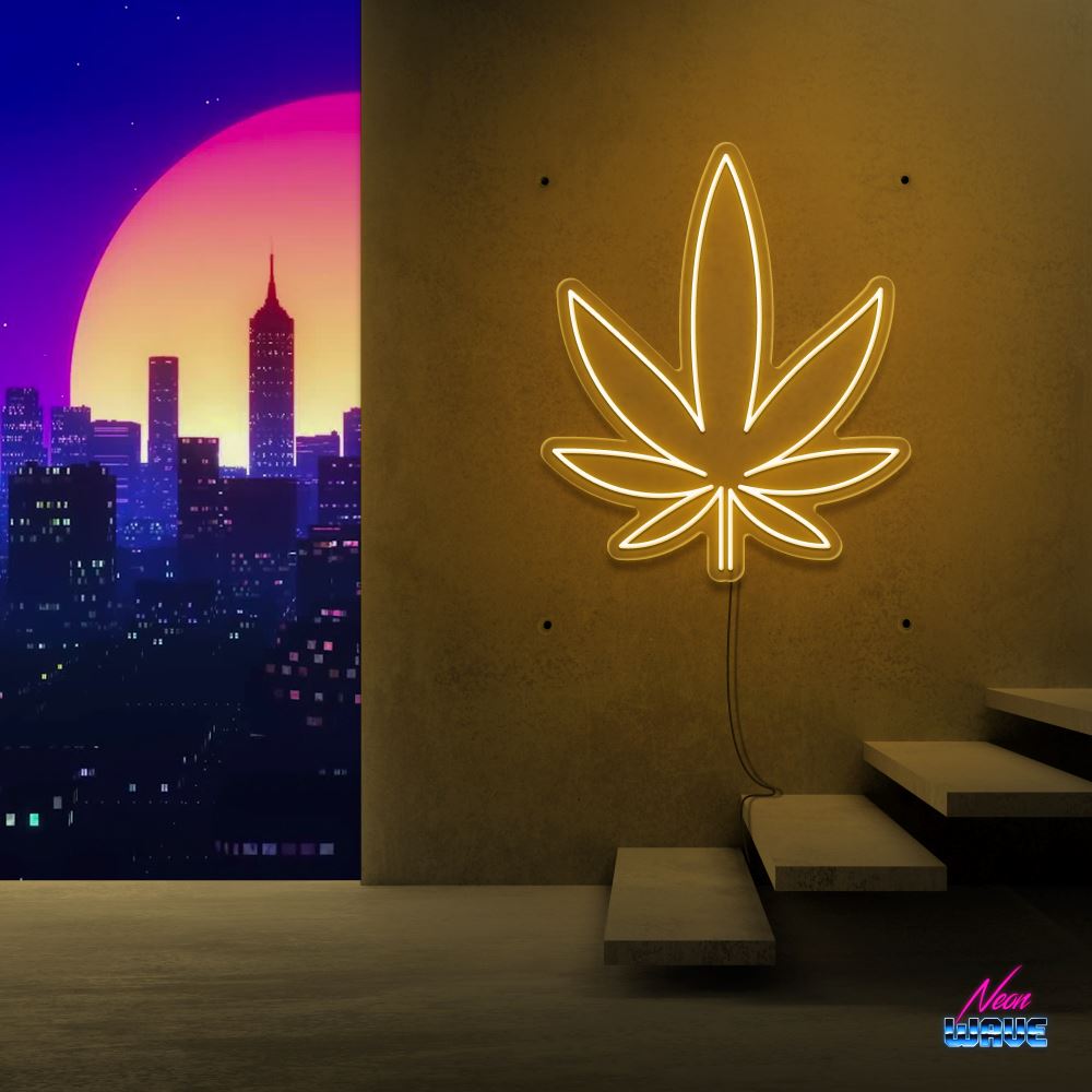 WEED Neon Sign Neonwave.ch 50cm Gold 
