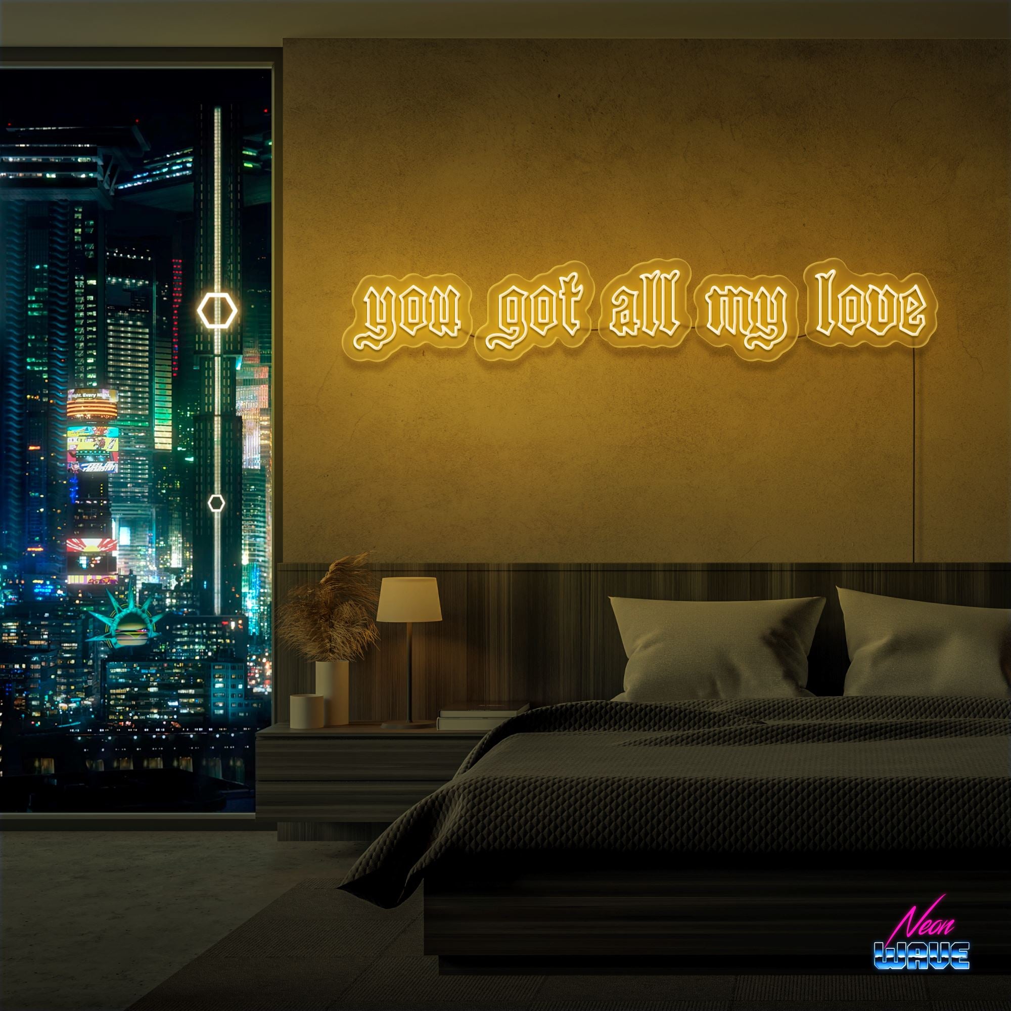 you got all my love Neon Sign Neonwave.ch 125cm Gold 
