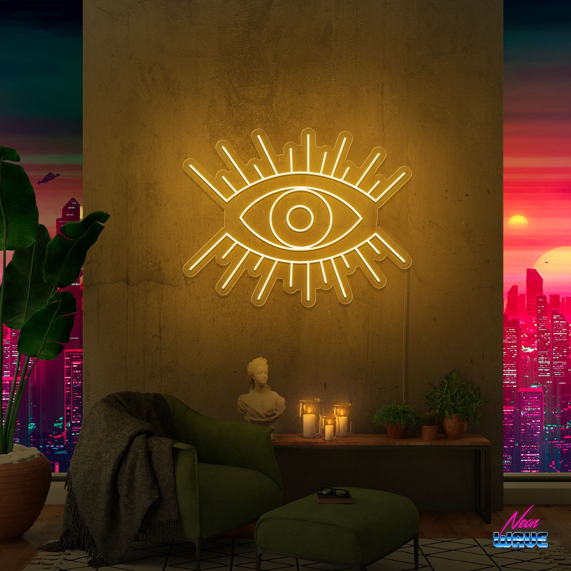 The Eye Neon Sign Neonwave.ch 50cm Gold 